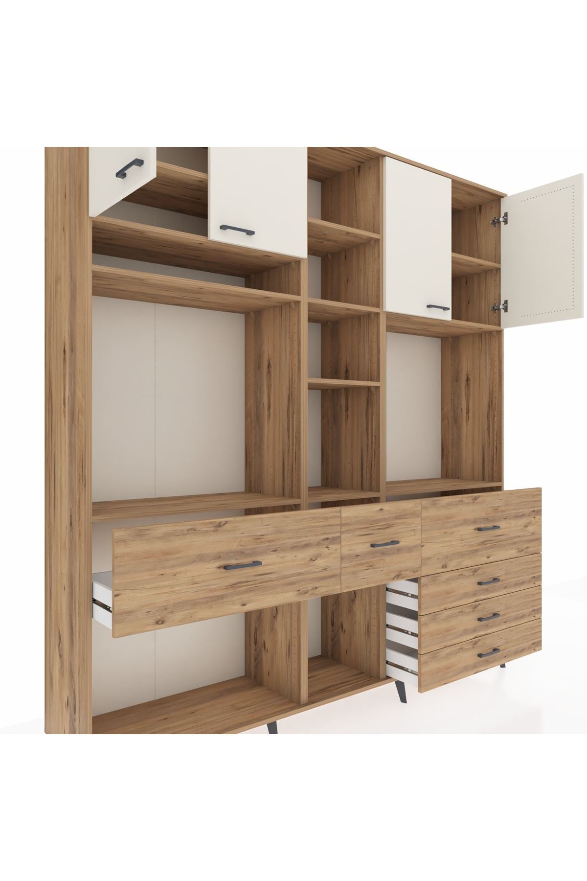 Hyperion Dolap 11 Raflı 6 Çekmeceli 4 Kapaklı 220x44x243 - S553M036V24B