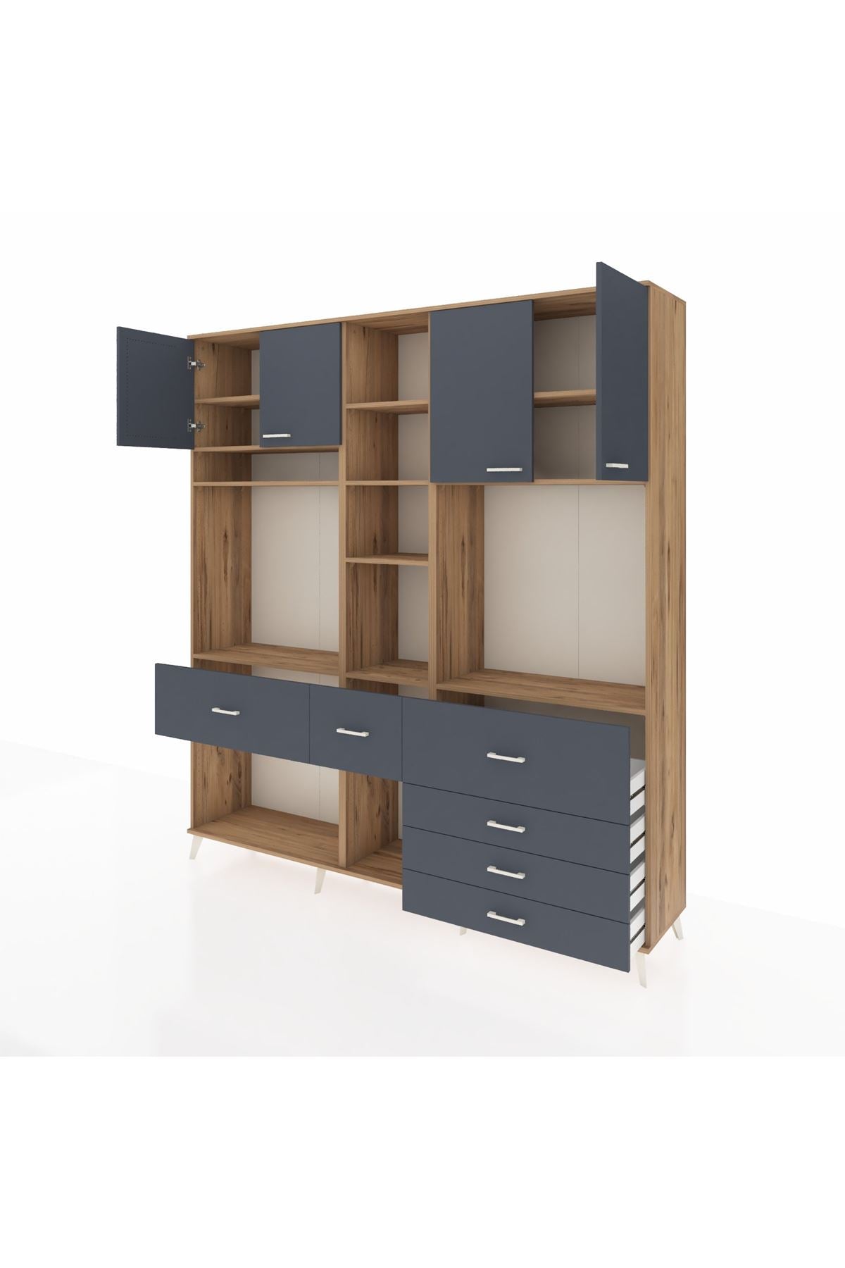 Hyperion Dolap 11 Raflı 6 Çekmeceli 4 Kapaklı 220x44x243 - S553M036V26B