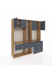 Hyperion Dolap 11 Raflı 6 Çekmeceli 4 Kapaklı 220x44x243 - S553M036V26B