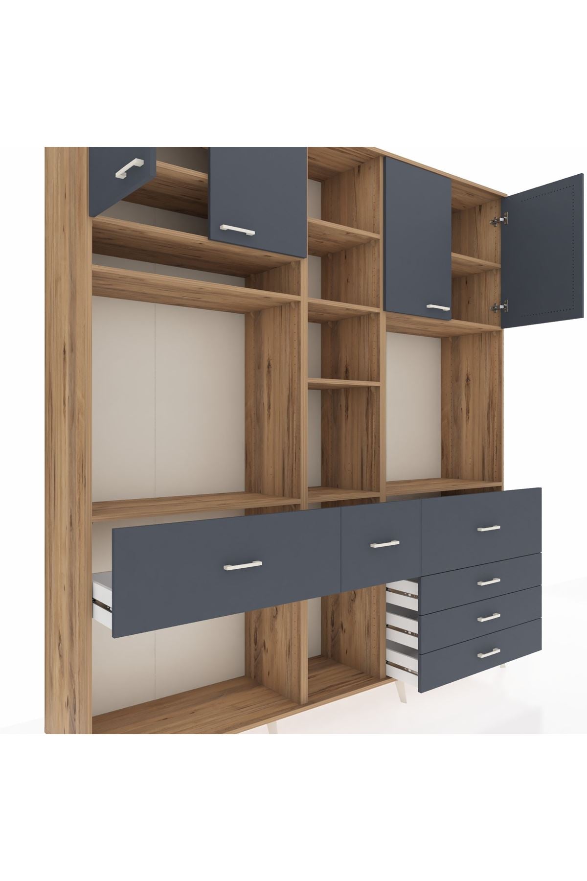 Hyperion Dolap 11 Raflı 6 Çekmeceli 4 Kapaklı 220x44x243 - S553M036V26B