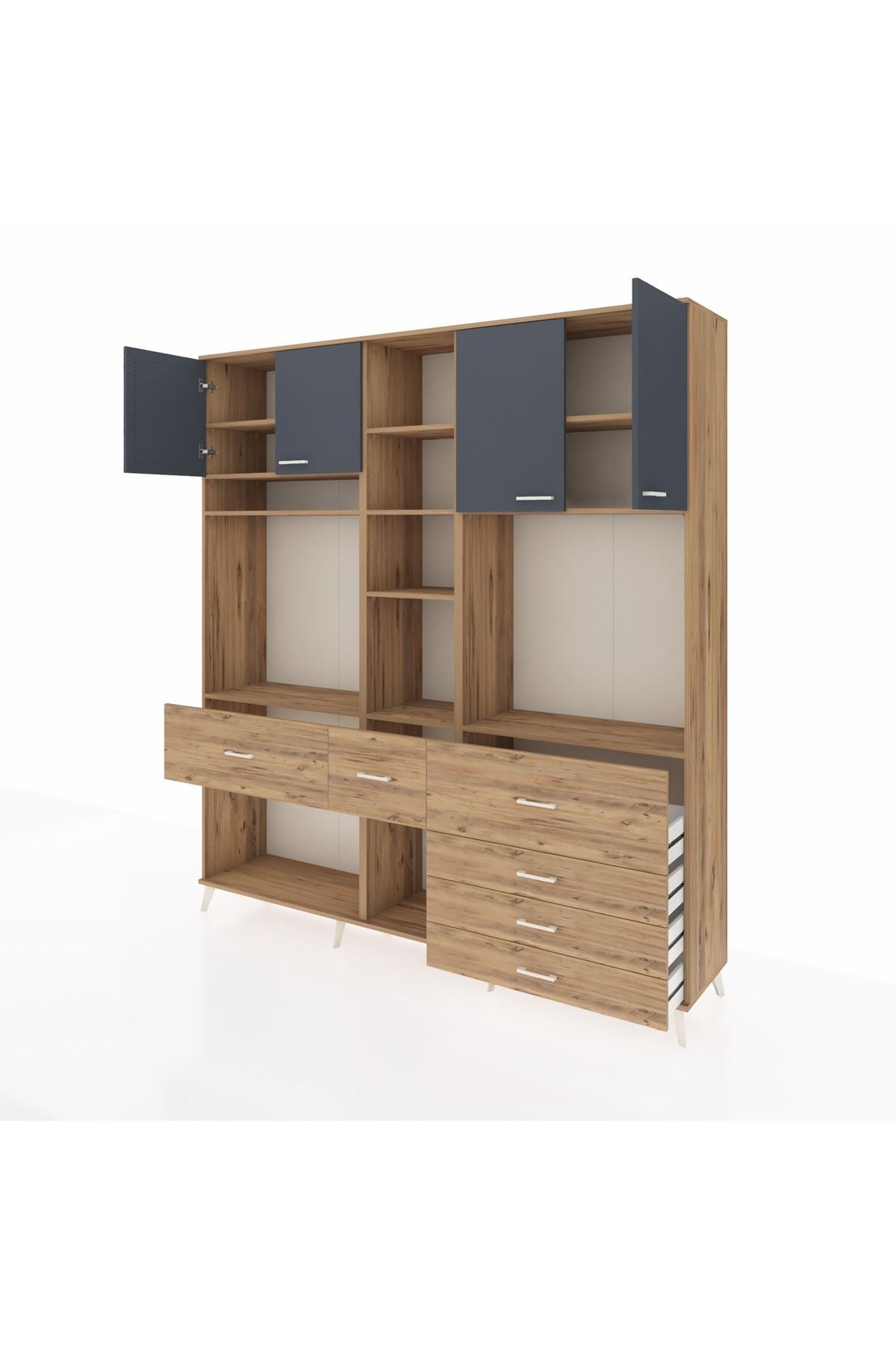 Hyperion Dolap 11 Raflı 6 Çekmeceli 4 Kapaklı 220x44x243 - S553M036V27B