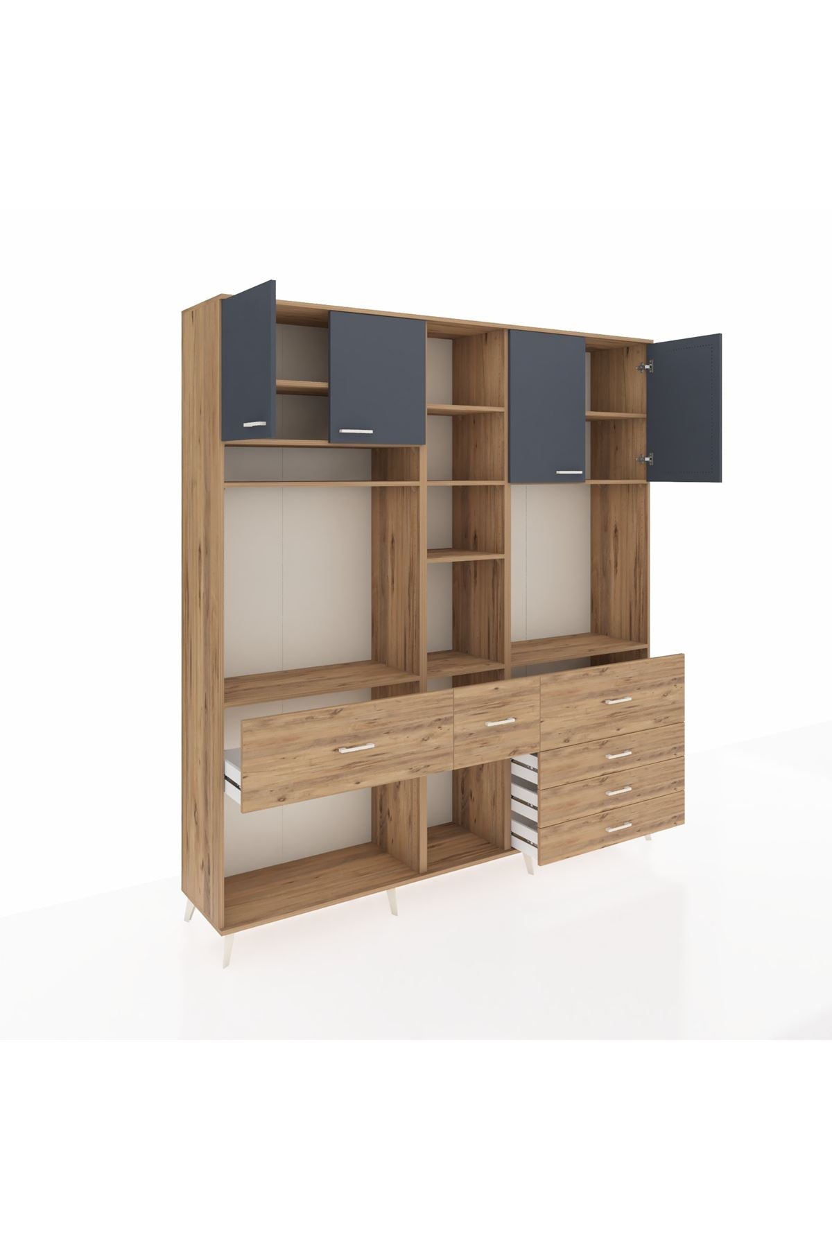 Hyperion Dolap 11 Raflı 6 Çekmeceli 4 Kapaklı 220x44x243 - S553M036V27B