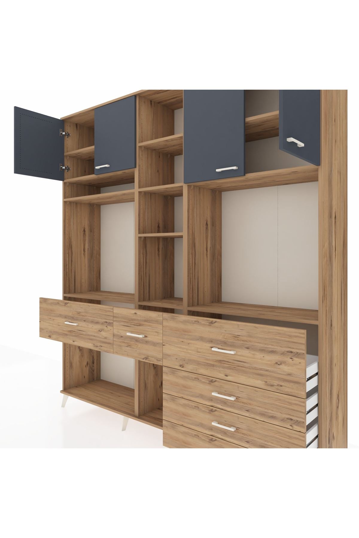 Hyperion Dolap 11 Raflı 6 Çekmeceli 4 Kapaklı 220x44x243 - S553M036V27B