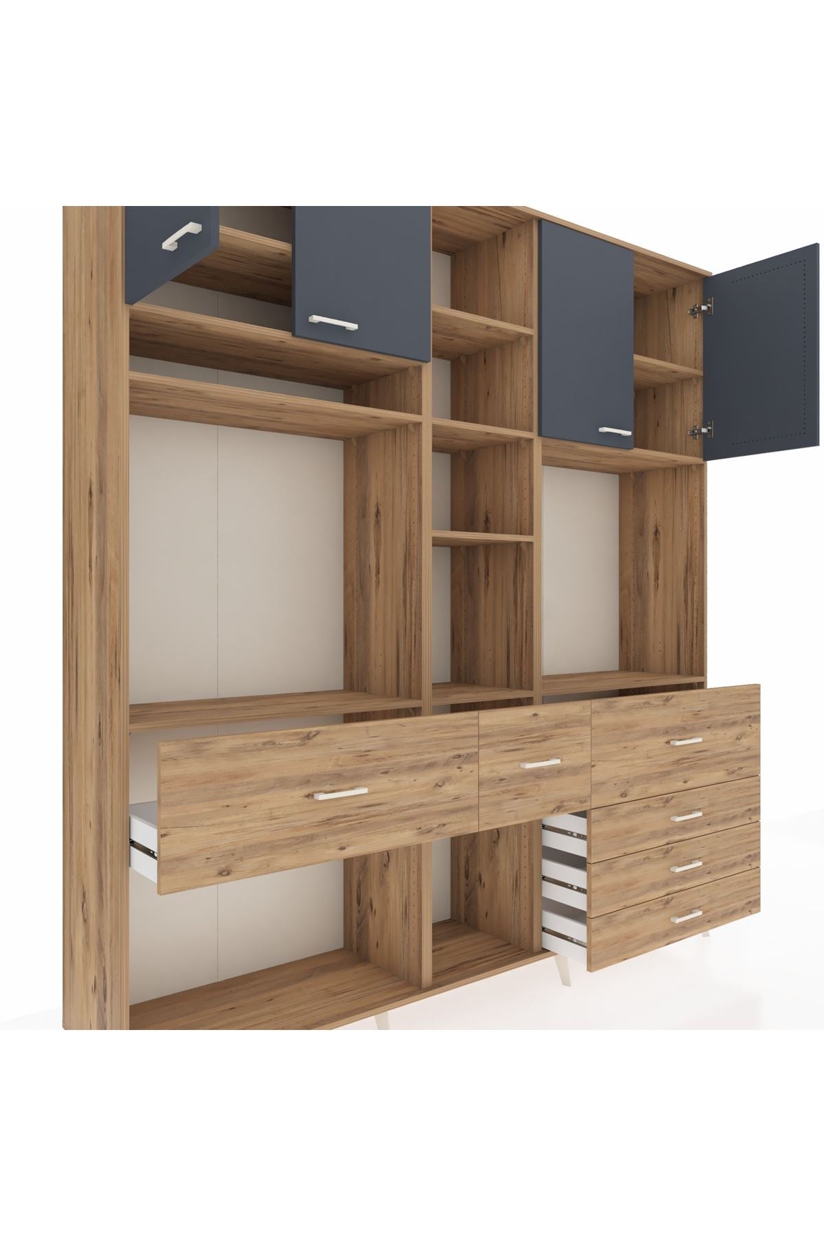 Hyperion Dolap 11 Raflı 6 Çekmeceli 4 Kapaklı 220x44x243 - S553M036V27B