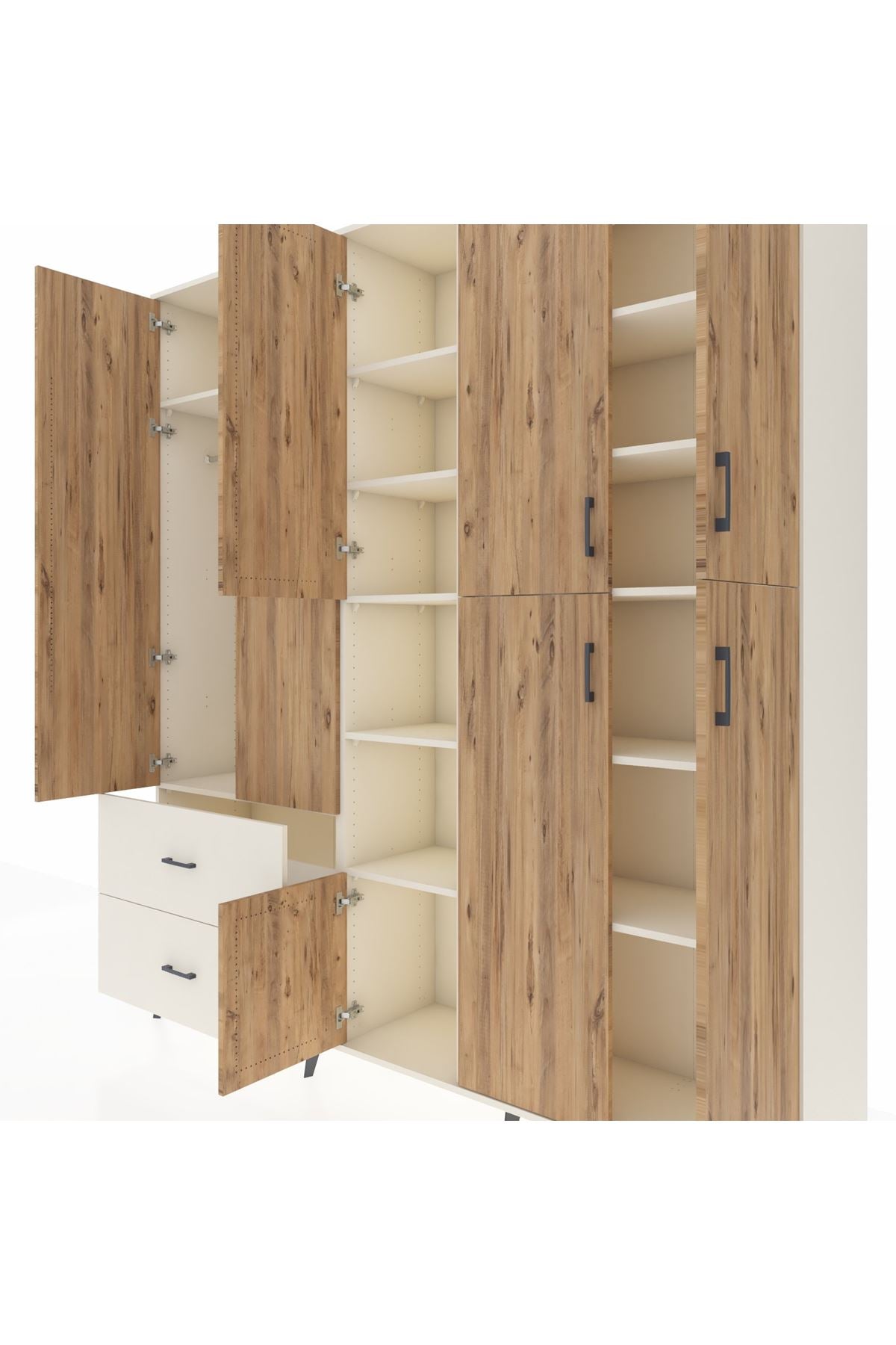 Hyperion Dolap 12 Raflı 2 Çekmeceli Tek Askılı 220x44x243 - S553M037V01B