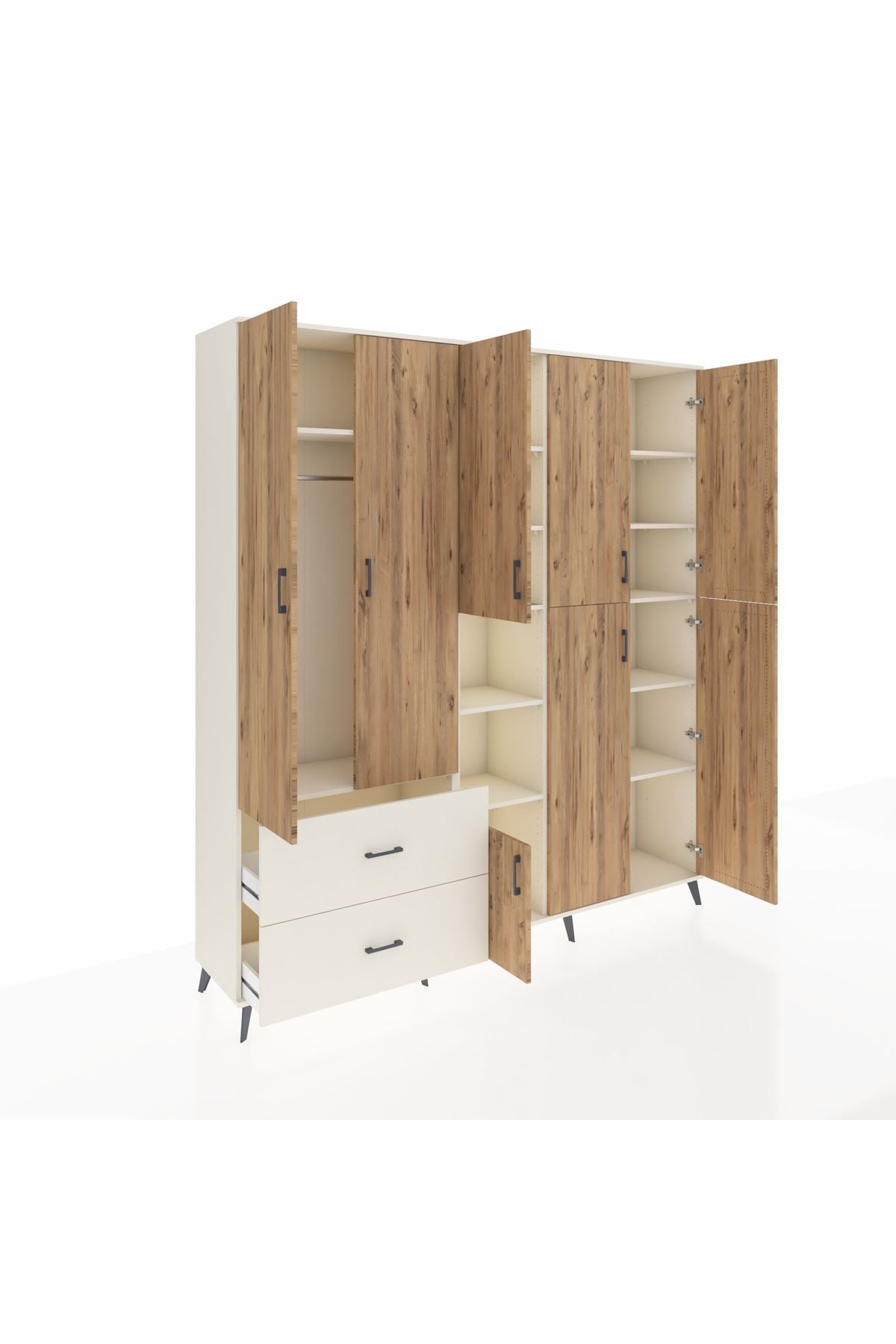 Hyperion Dolap 12 Raflı 2 Çekmeceli Tek Askılı 220x44x243 - S553M037V01B