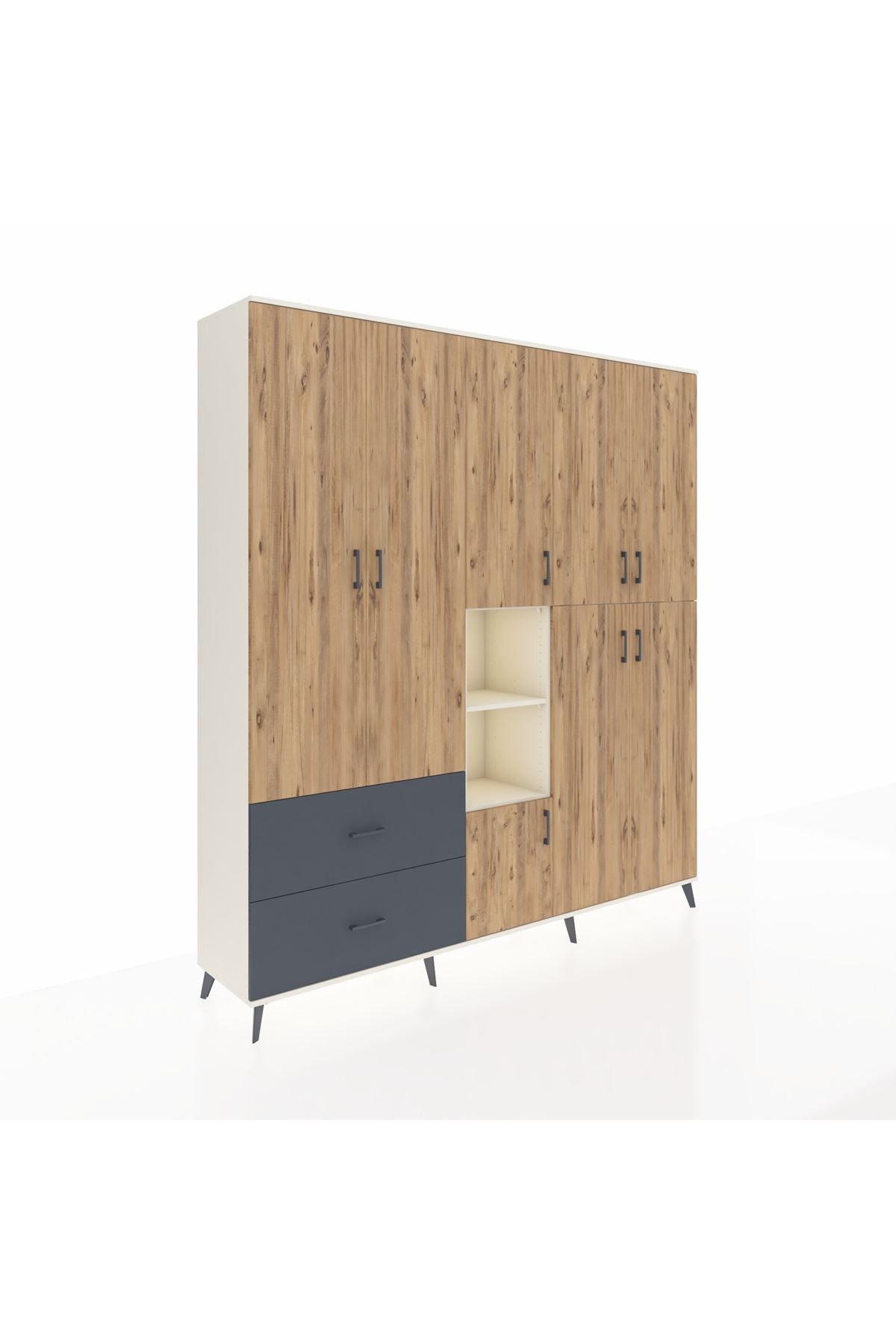 Hyperion Dolap 12 Raflı 2 Çekmeceli Tek Askılı 220x44x243 - S553M037V02B