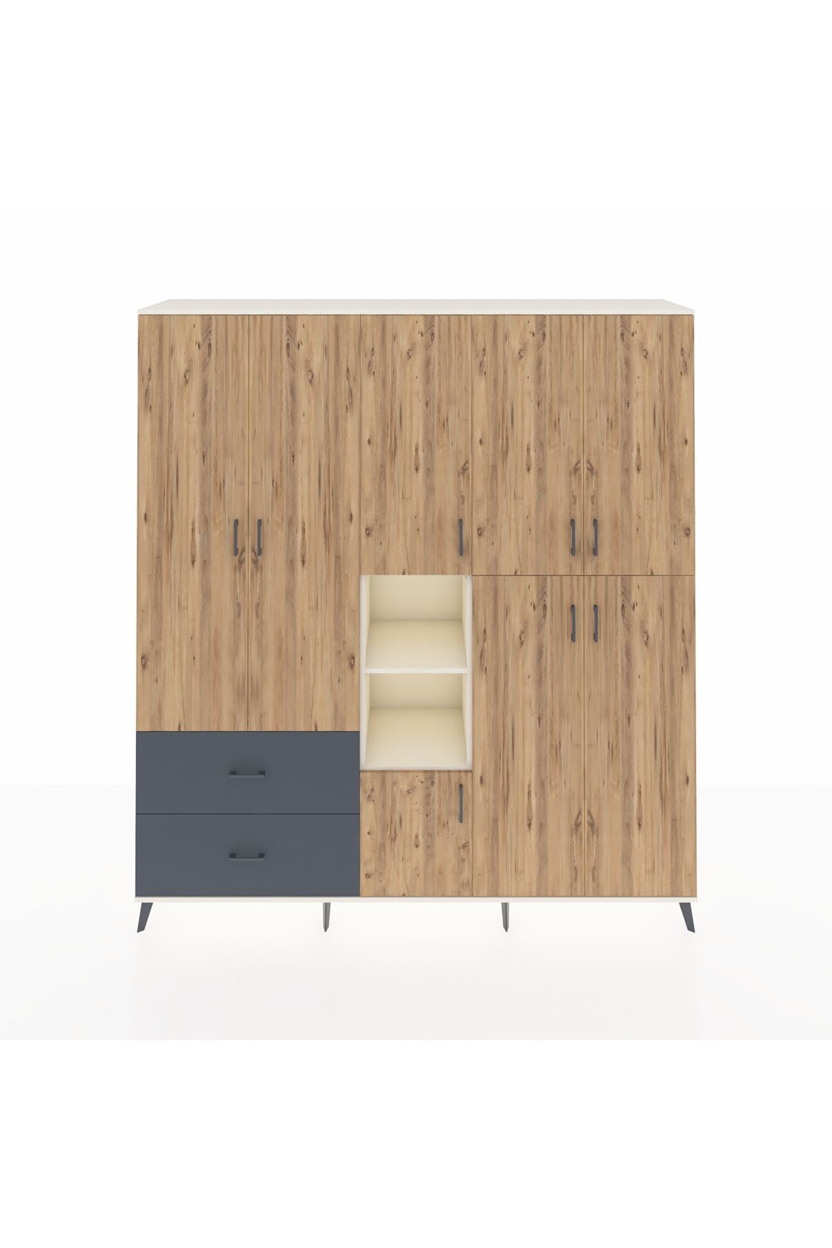 Hyperion Dolap 12 Raflı 2 Çekmeceli Tek Askılı 220x44x243 - S553M037V02B