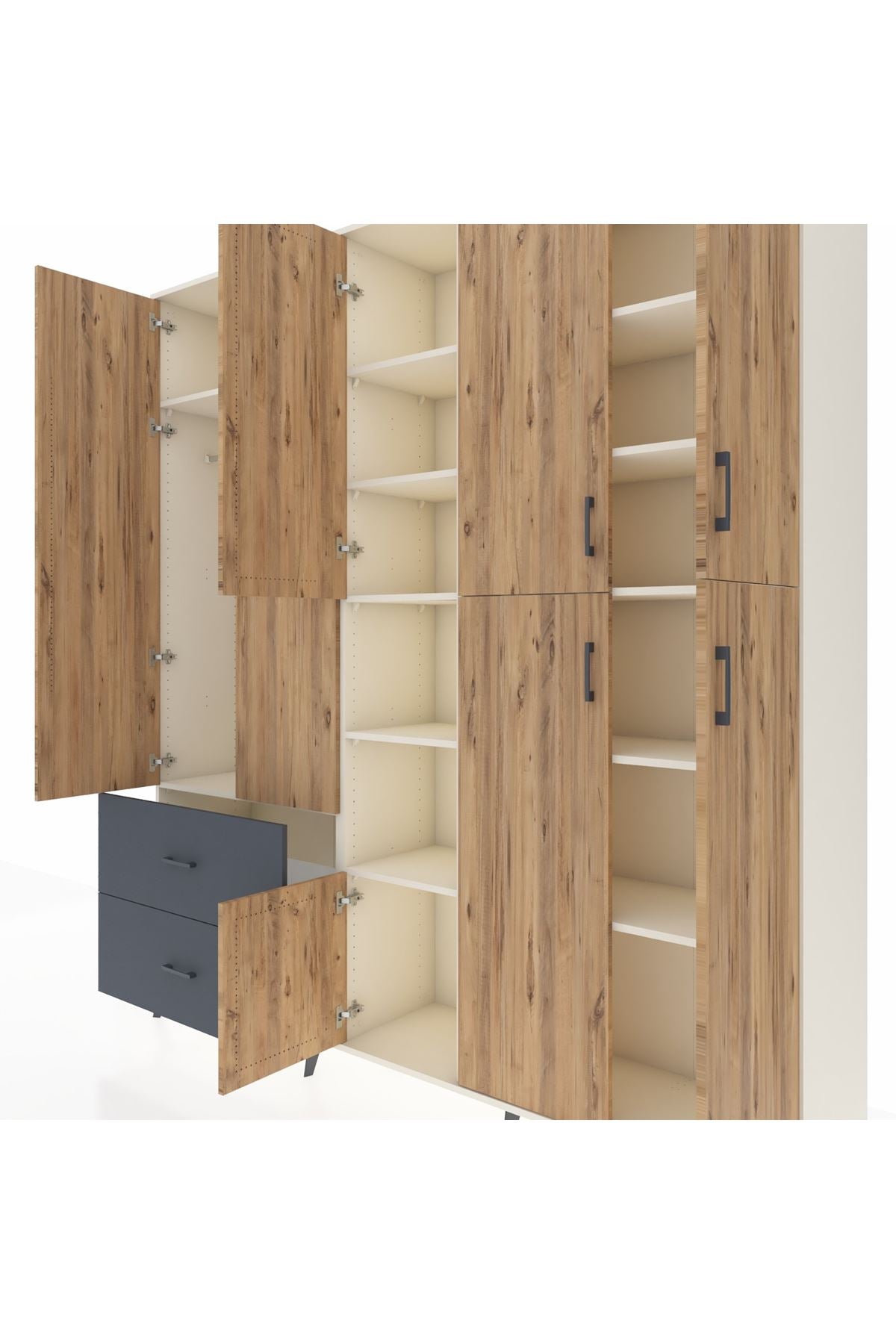 Hyperion Dolap 12 Raflı 2 Çekmeceli Tek Askılı 220x44x243 - S553M037V02B