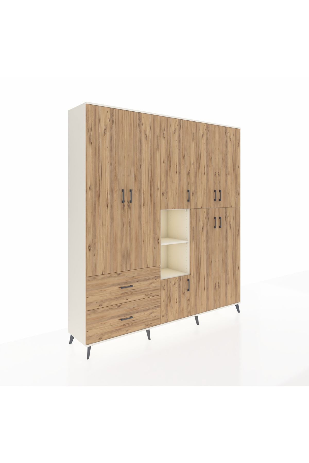 Hyperion Dolap 12 Raflı 2 Çekmeceli Tek Askılı 220x44x243 - S553M037V03B