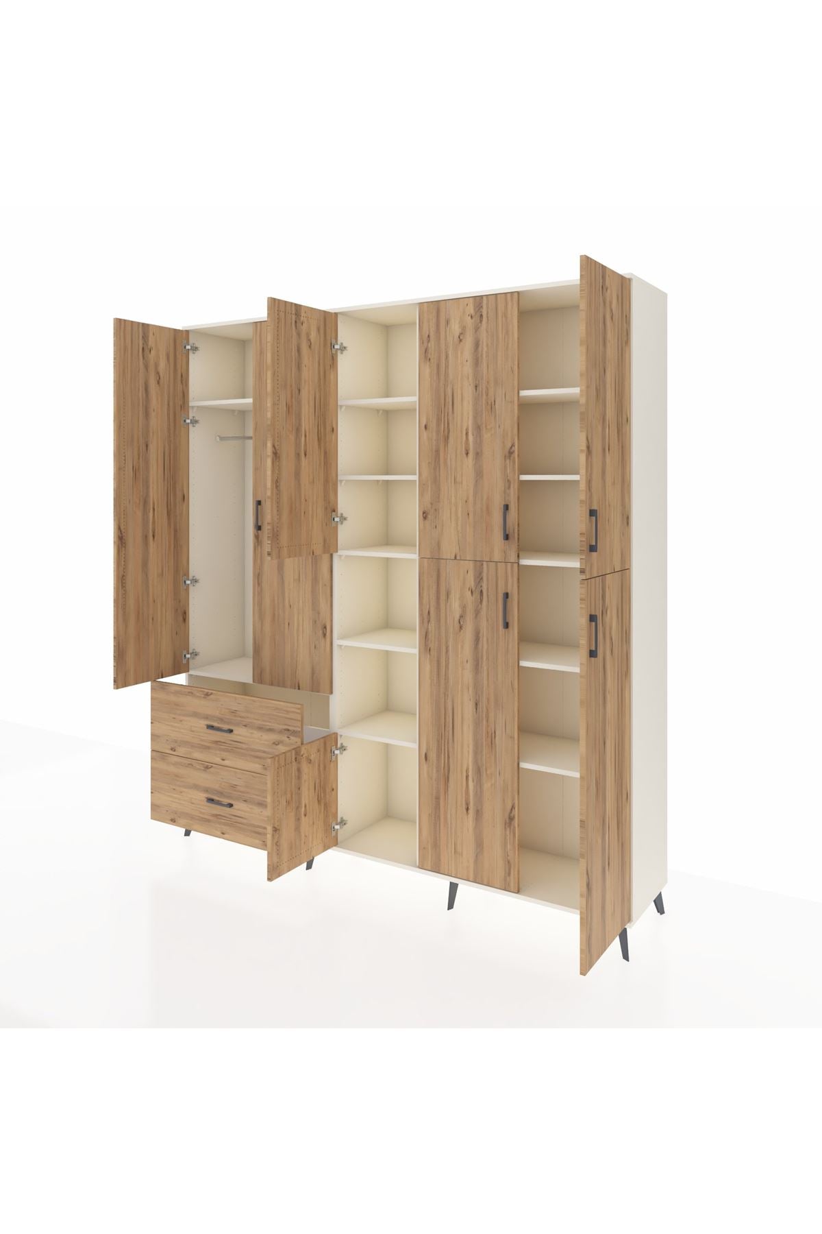 Hyperion Dolap 12 Raflı 2 Çekmeceli Tek Askılı 220x44x243 - S553M037V03B