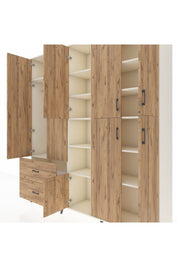 Hyperion Dolap 12 Raflı 2 Çekmeceli Tek Askılı 220x44x243 - S553M037V03B