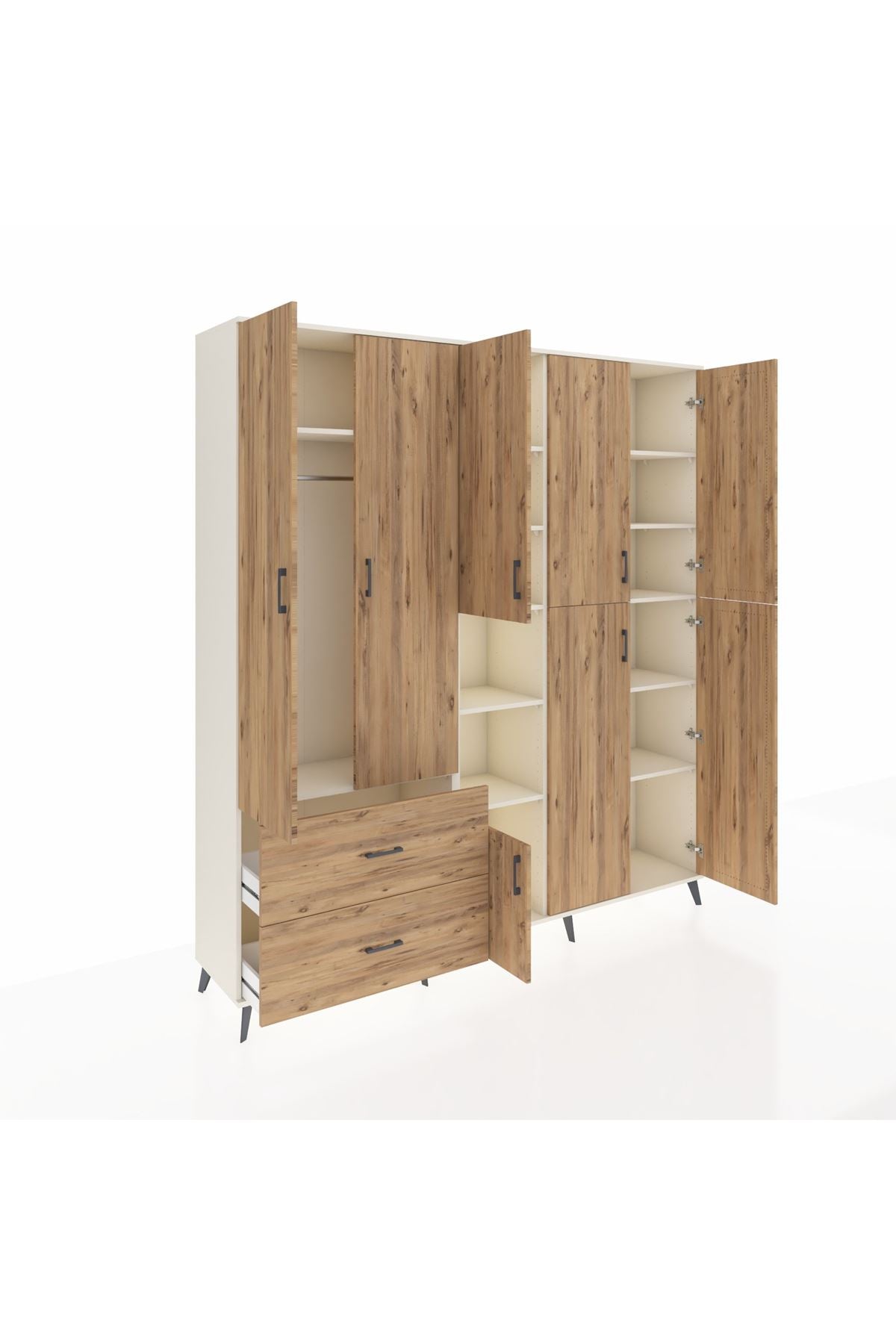 Hyperion Dolap 12 Raflı 2 Çekmeceli Tek Askılı 220x44x243 - S553M037V03B