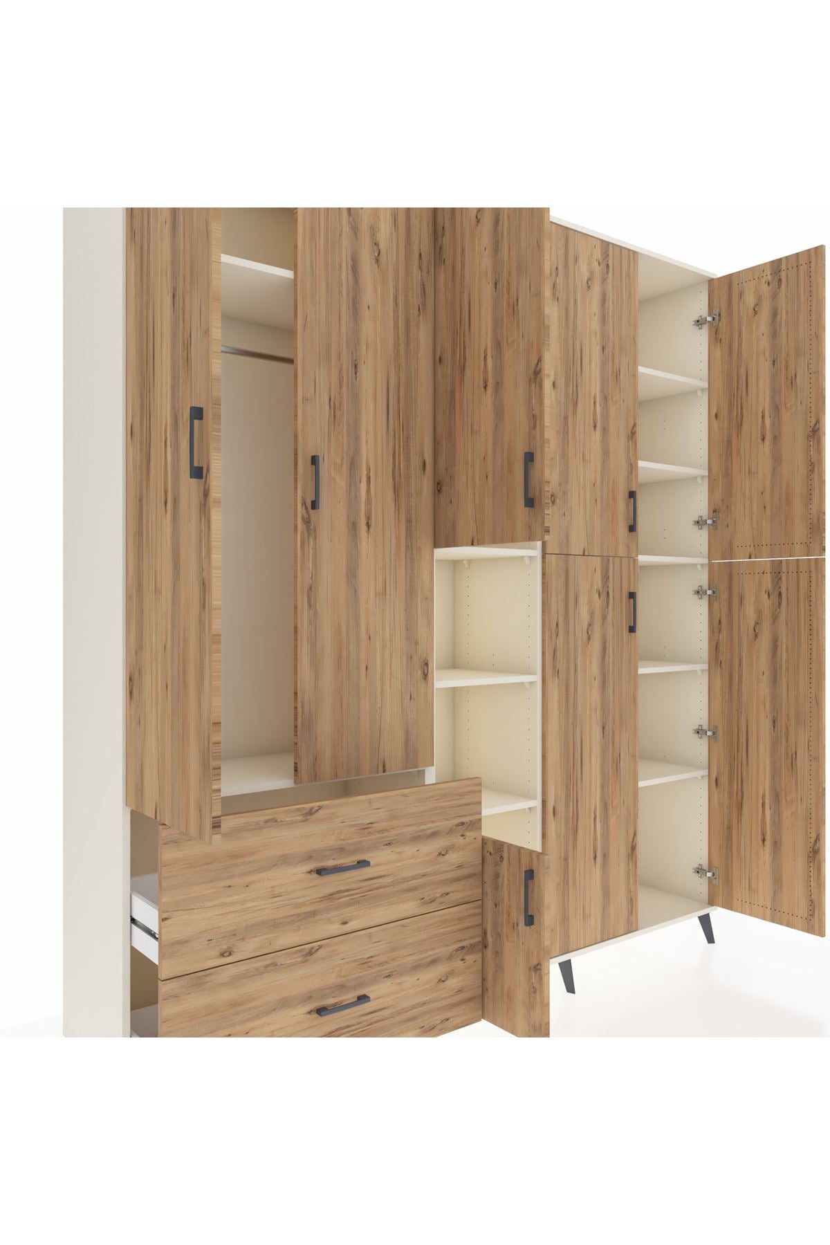 Hyperion Dolap 12 Raflı 2 Çekmeceli Tek Askılı 220x44x243 - S553M037V03B