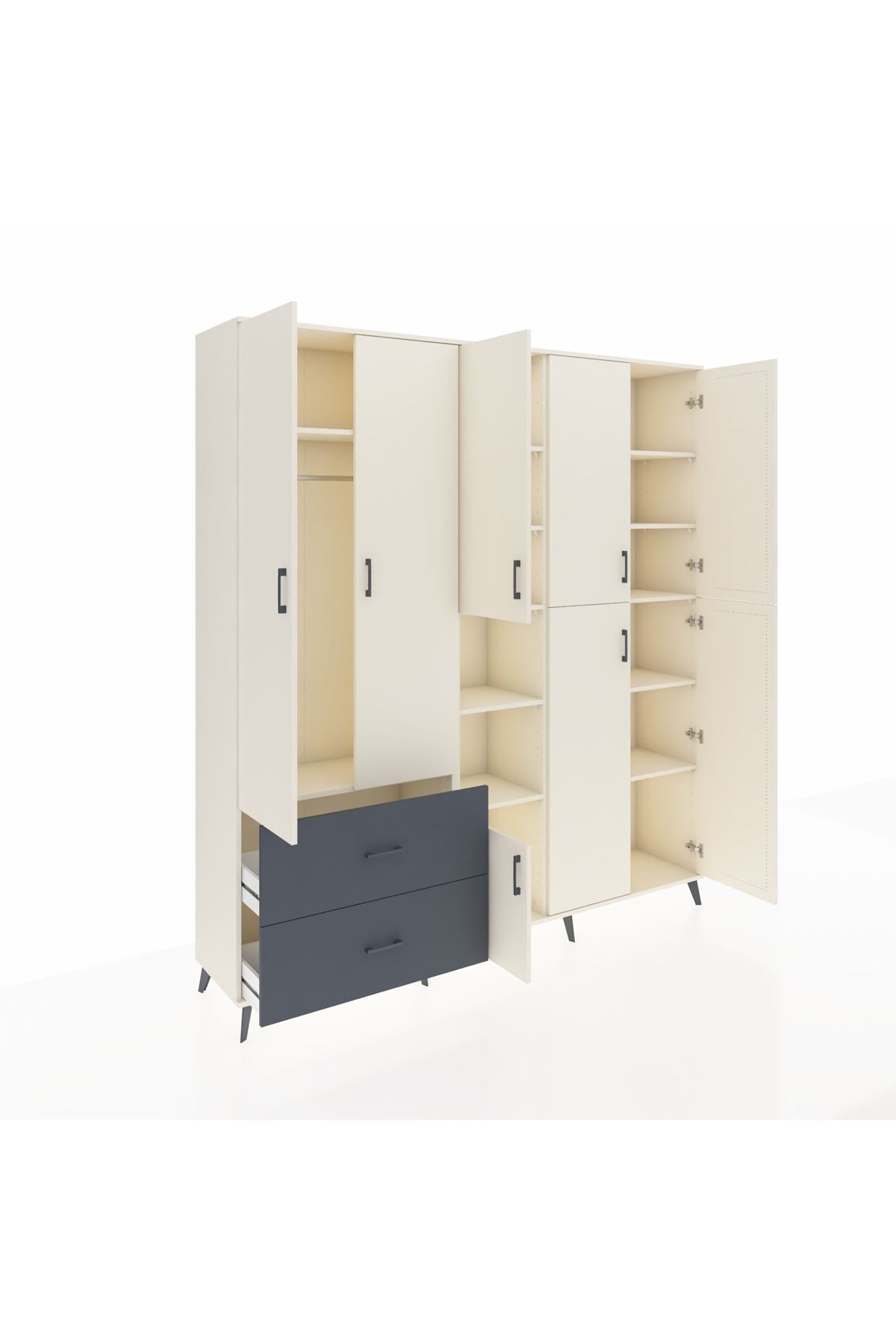 Hyperion Dolap 12 Raflı 2 Çekmeceli Tek Askılı 220x44x243 - S553M037V05B