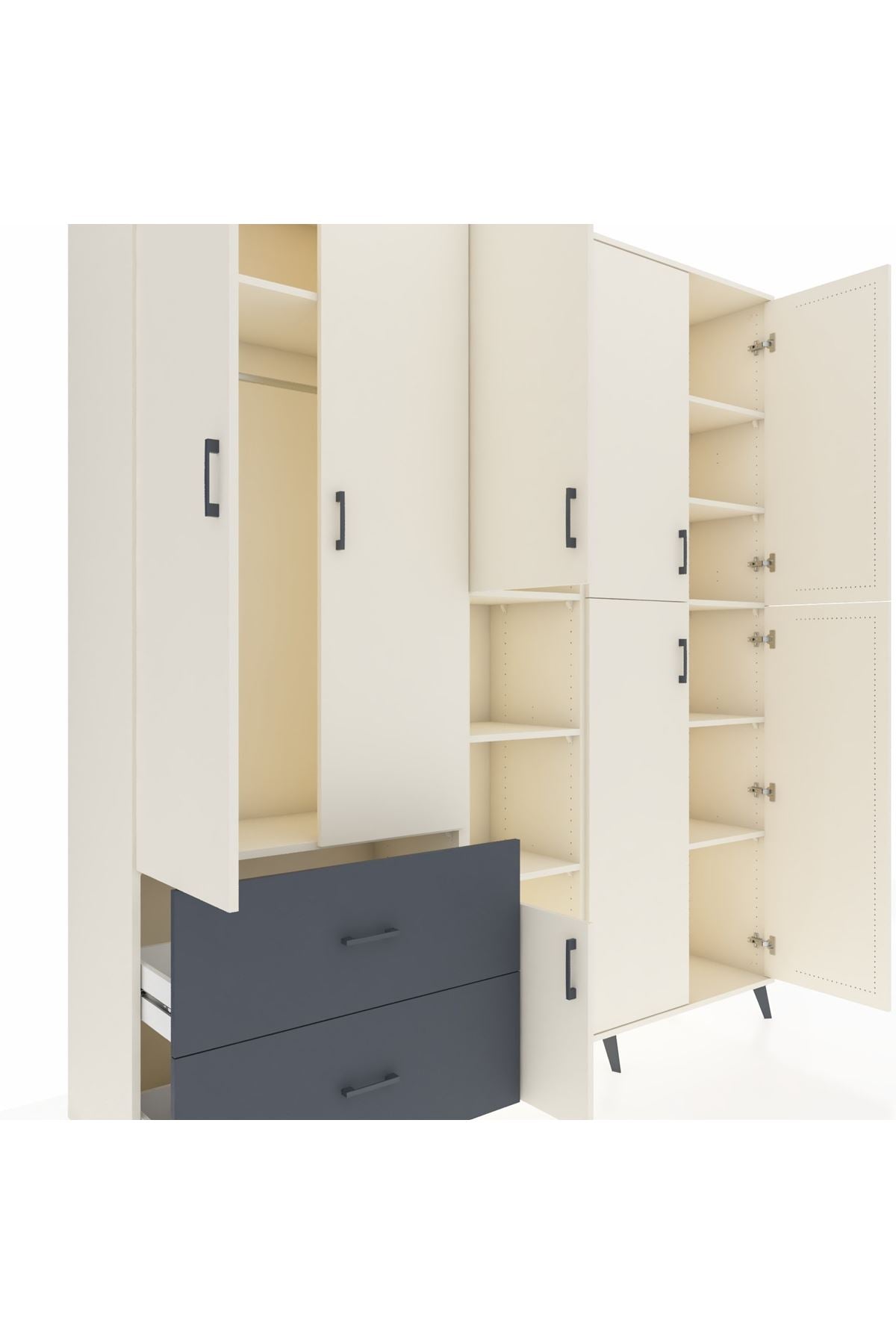 Hyperion Dolap 12 Raflı 2 Çekmeceli Tek Askılı 220x44x243 - S553M037V05B