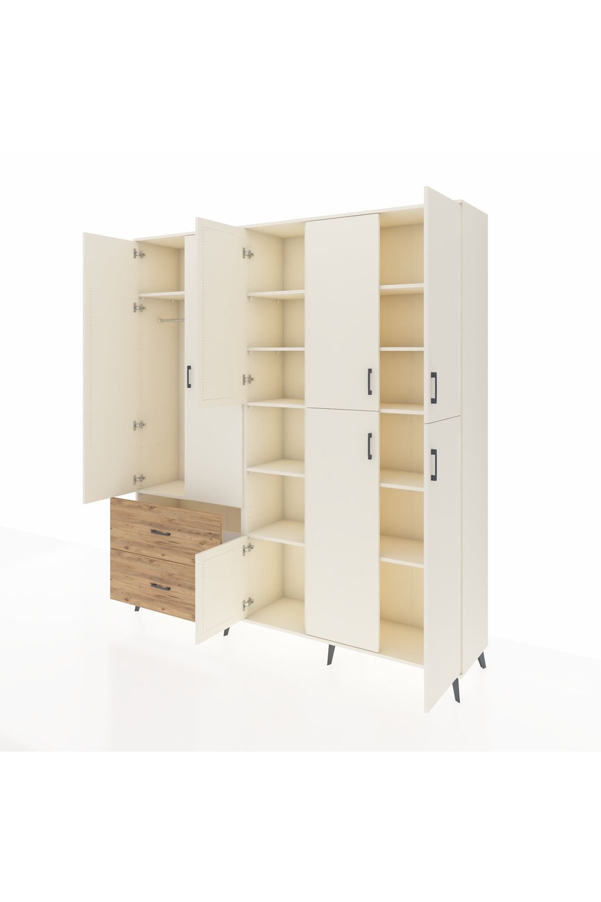 Hyperion Dolap 12 Raflı 2 Çekmeceli Tek Askılı 220x44x243 - S553M037V06B