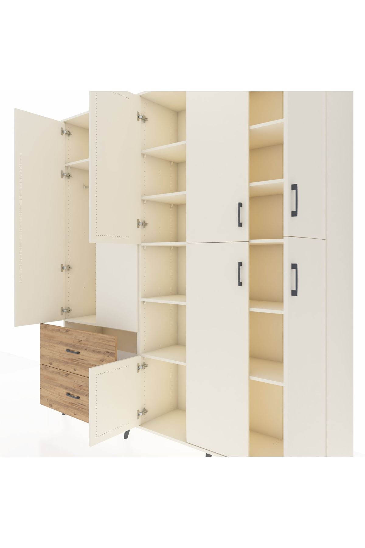 Hyperion Dolap 12 Raflı 2 Çekmeceli Tek Askılı 220x44x243 - S553M037V06B