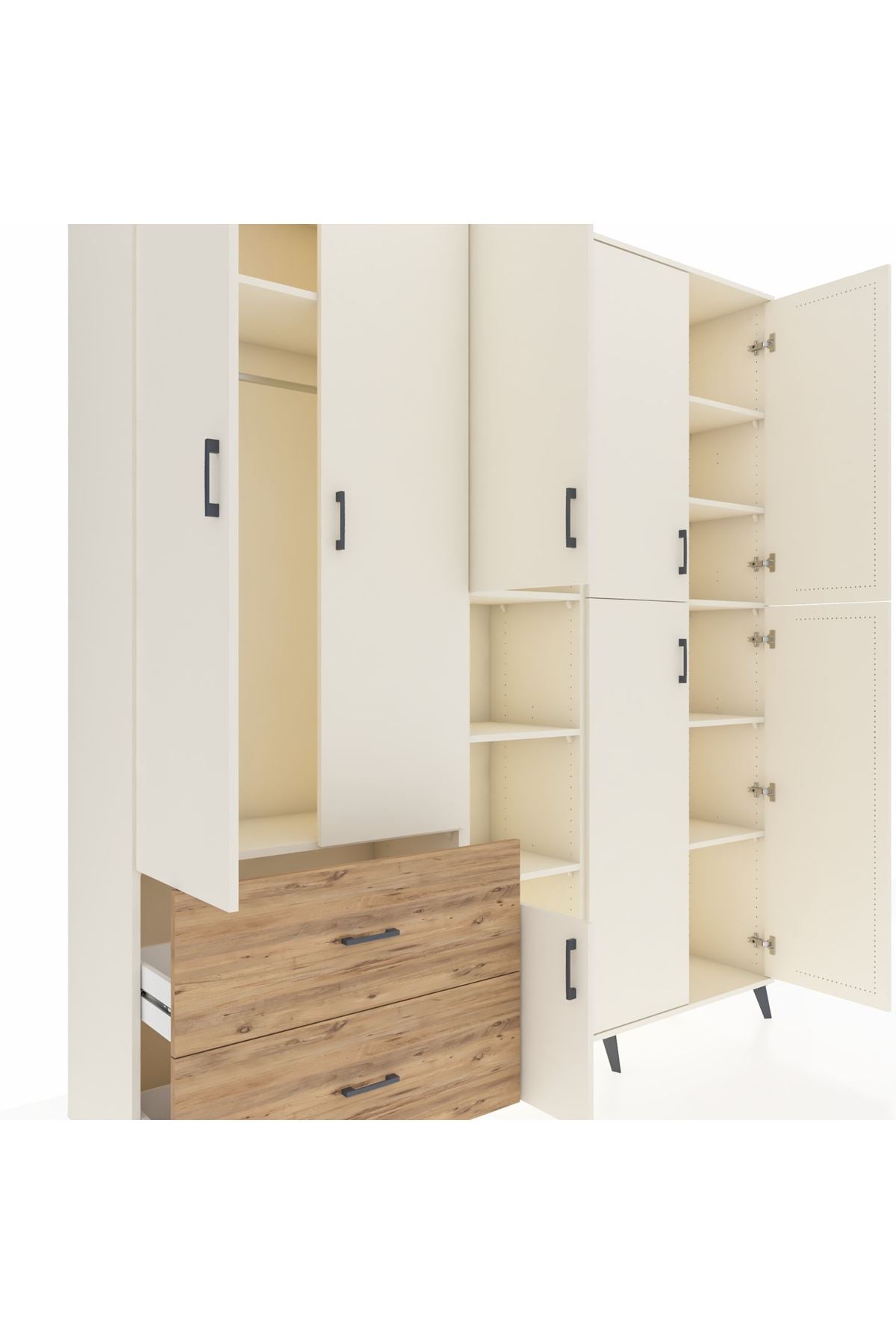 Hyperion Dolap 12 Raflı 2 Çekmeceli Tek Askılı 220x44x243 - S553M037V06B