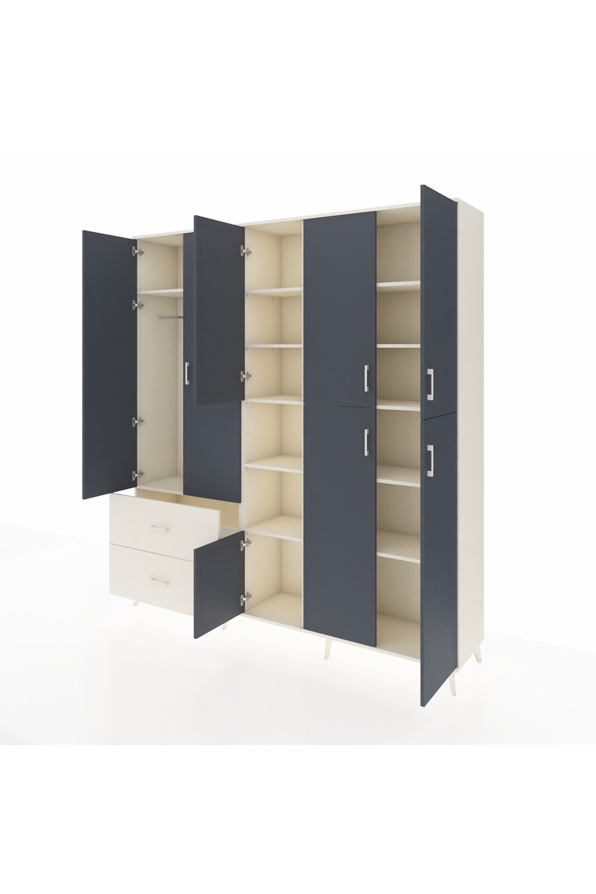 Hyperion Dolap 12 Raflı 2 Çekmeceli Tek Askılı 220x44x243 - S553M037V07B