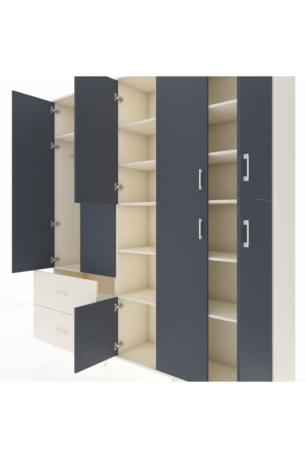 Hyperion Dolap 12 Raflı 2 Çekmeceli Tek Askılı 220x44x243 - S553M037V07B