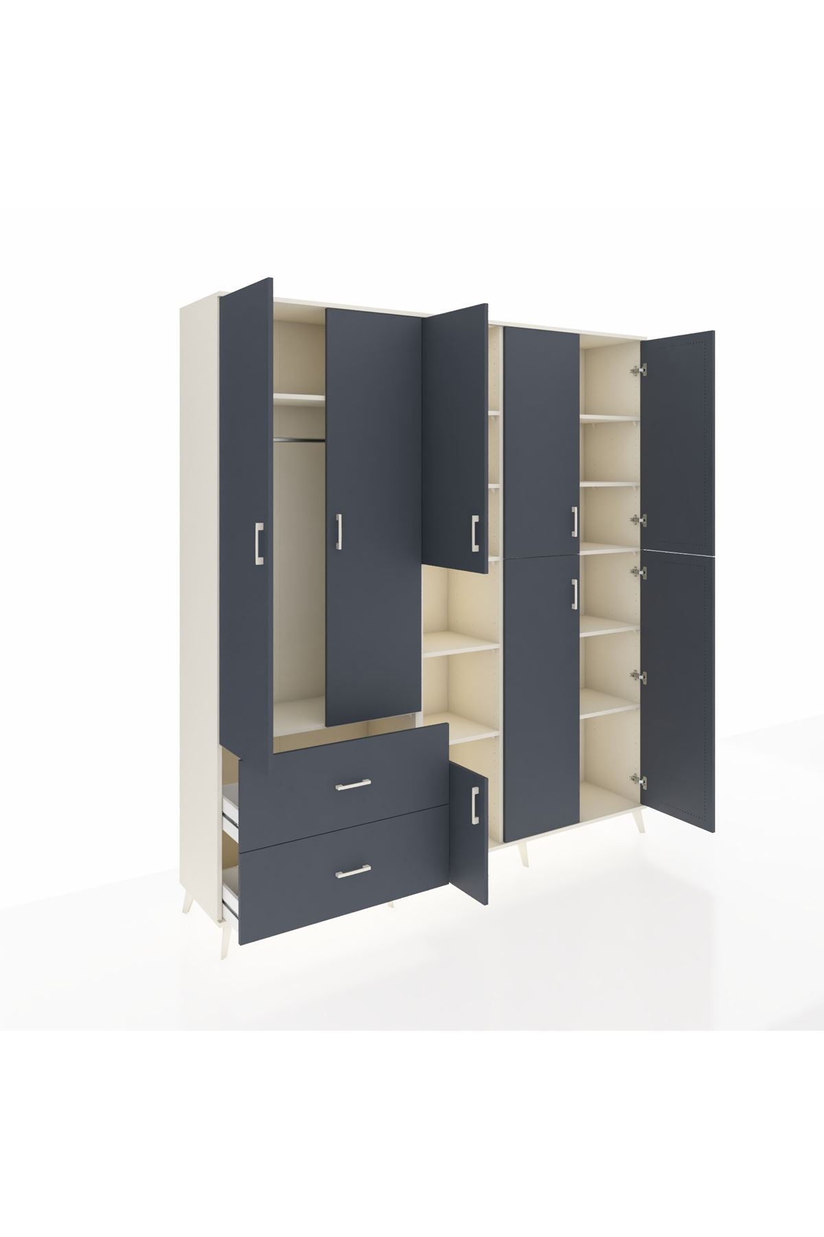 Hyperion Dolap 12 Raflı 2 Çekmeceli Tek Askılı 220x44x243 - S553M037V08B