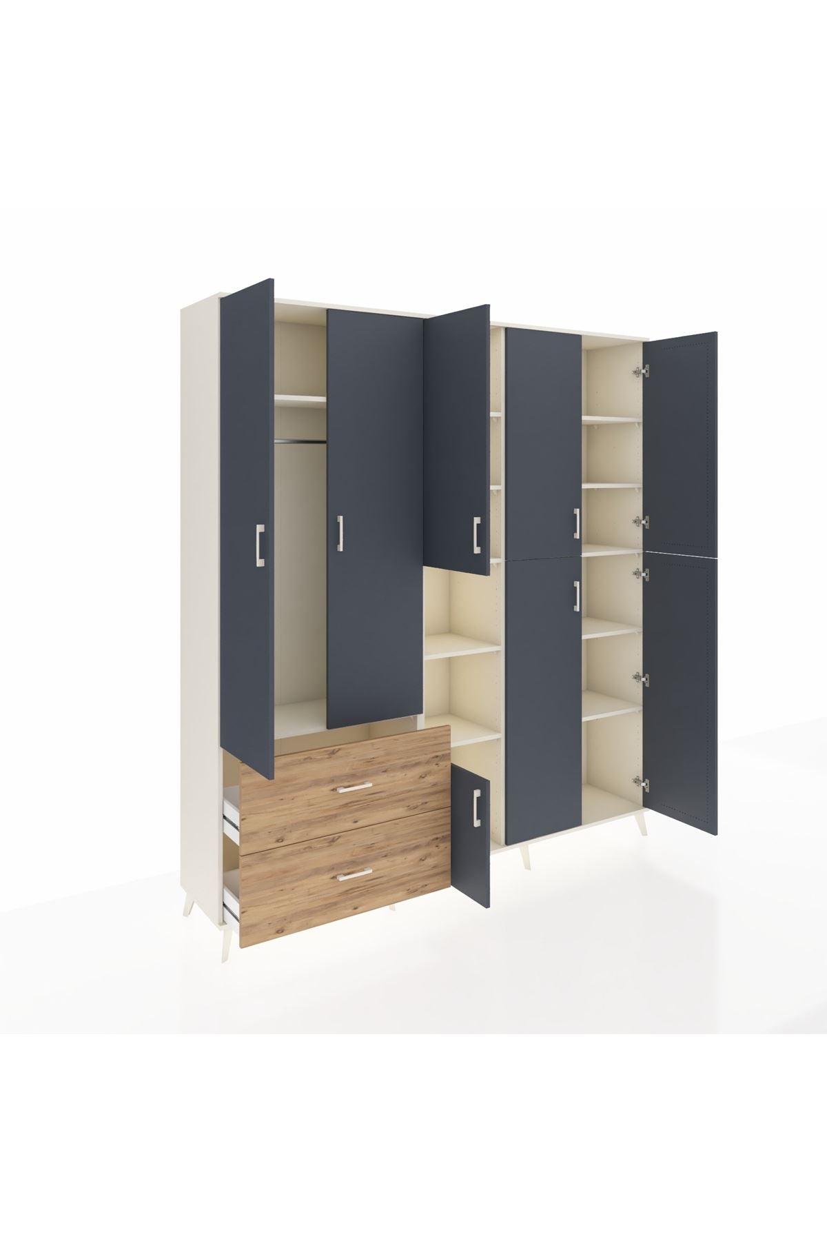 Hyperion Dolap 12 Raflı 2 Çekmeceli Tek Askılı 220x44x243 - S553M037V09B