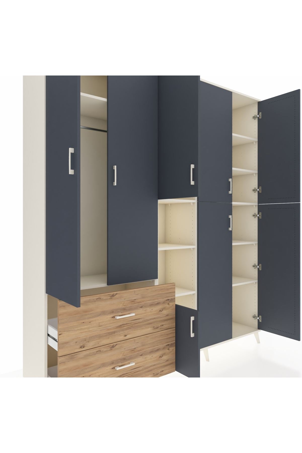 Hyperion Dolap 12 Raflı 2 Çekmeceli Tek Askılı 220x44x243 - S553M037V09B