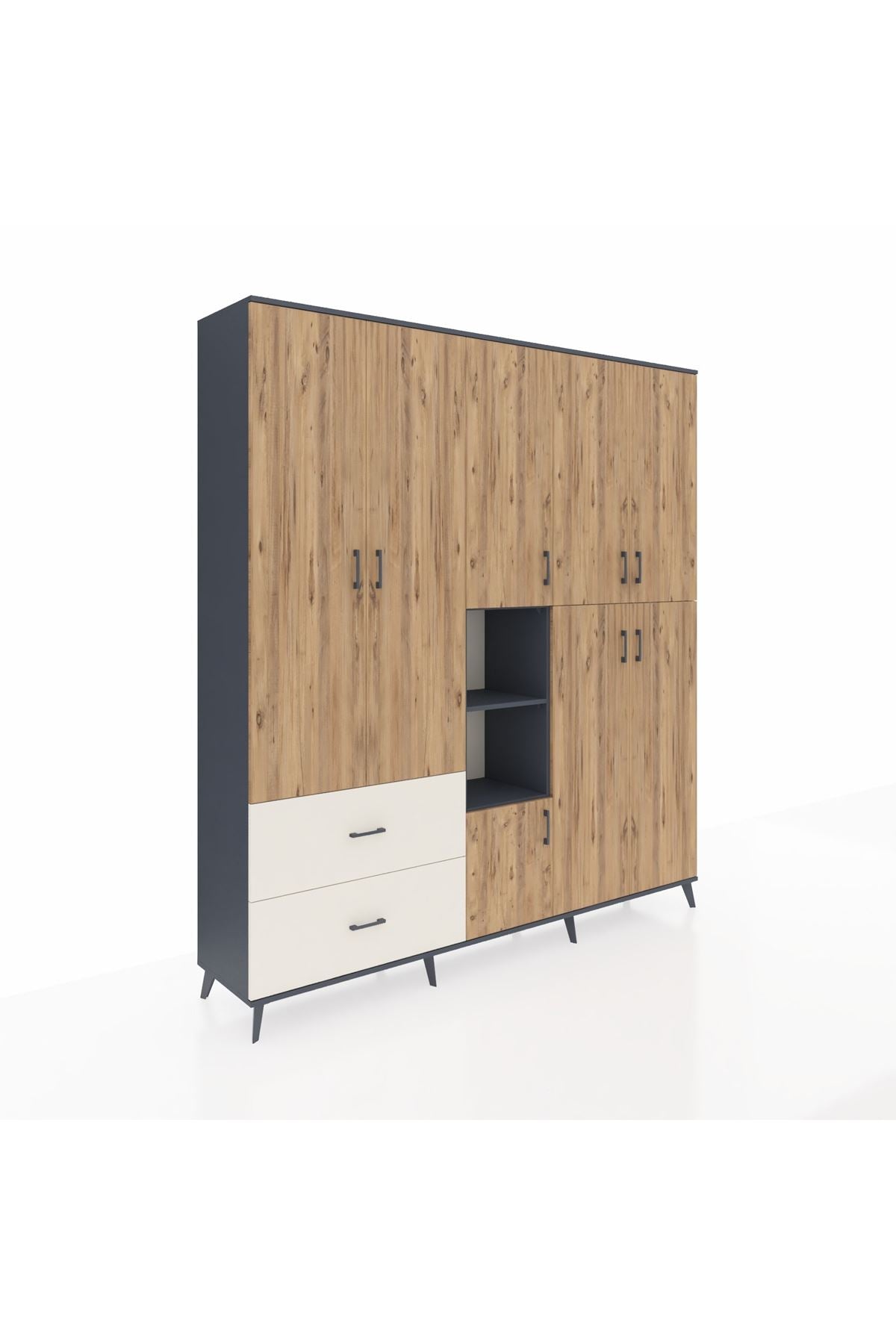 Hyperion Dolap 12 Raflı 2 Çekmeceli Tek Askılı 220x44x243 - S553M037V10B