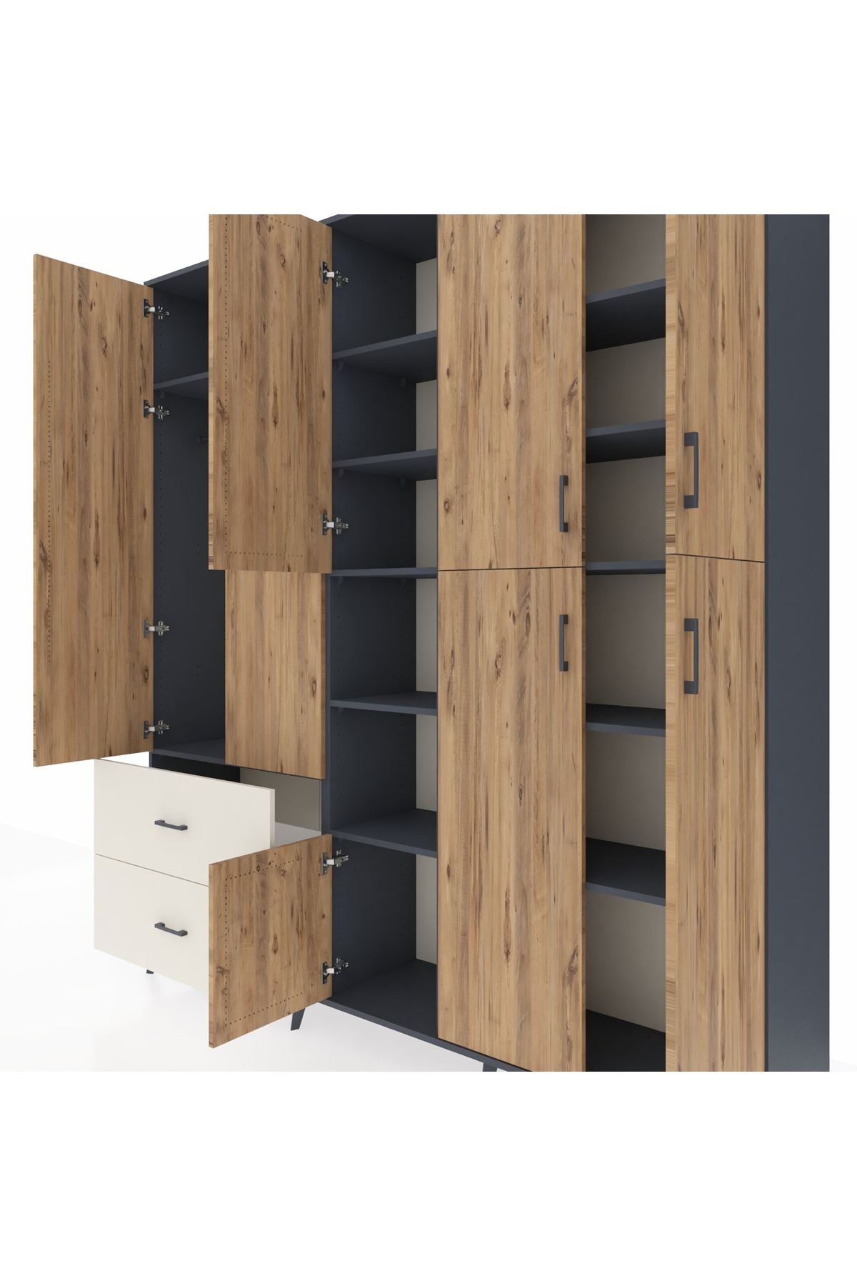 Hyperion Dolap 12 Raflı 2 Çekmeceli Tek Askılı 220x44x243 - S553M037V10B