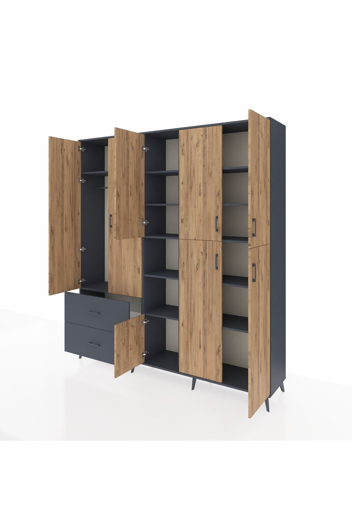 Hyperion Dolap 12 Raflı 2 Çekmeceli Tek Askılı 220x44x243 - S553M037V11B