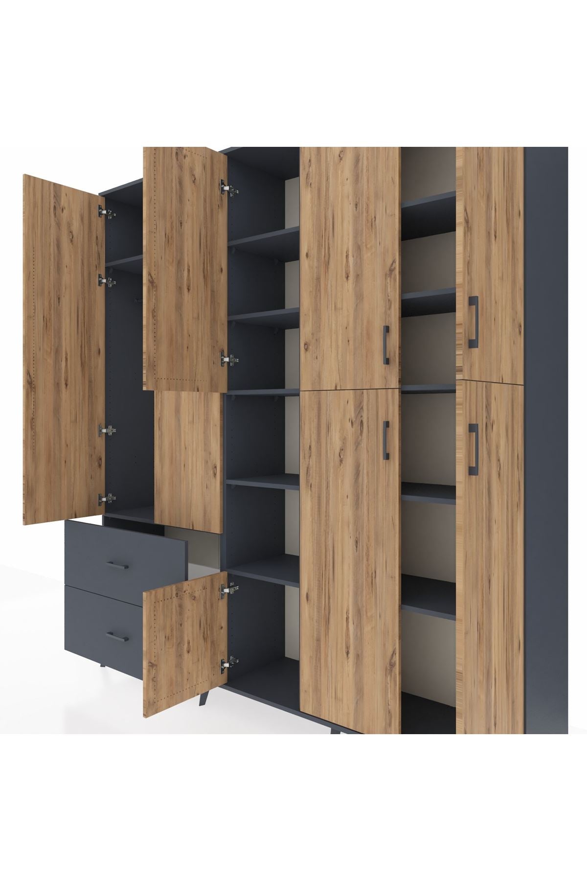 Hyperion Dolap 12 Raflı 2 Çekmeceli Tek Askılı 220x44x243 - S553M037V11B