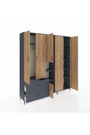 Hyperion Dolap 12 Raflı 2 Çekmeceli Tek Askılı 220x44x243 - S553M037V11B