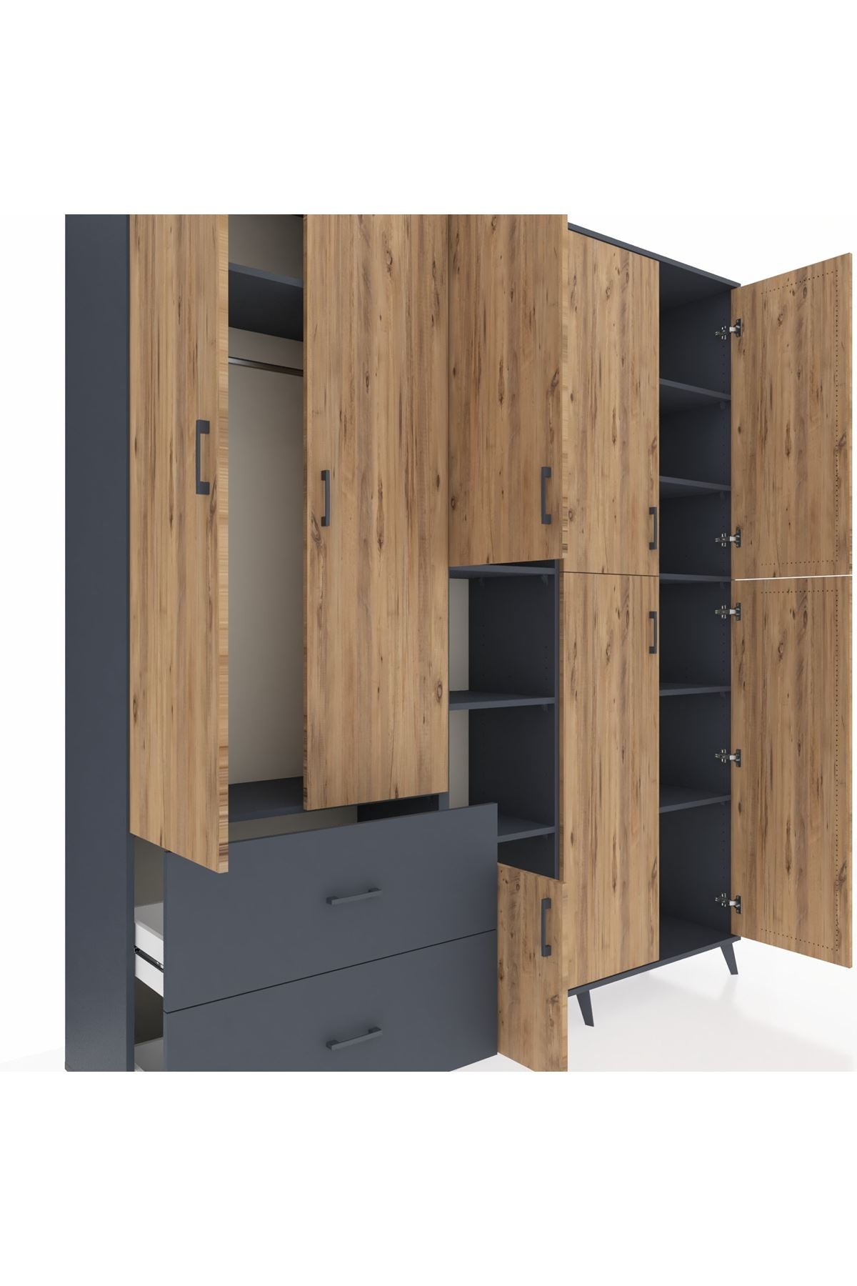 Hyperion Dolap 12 Raflı 2 Çekmeceli Tek Askılı 220x44x243 - S553M037V11B