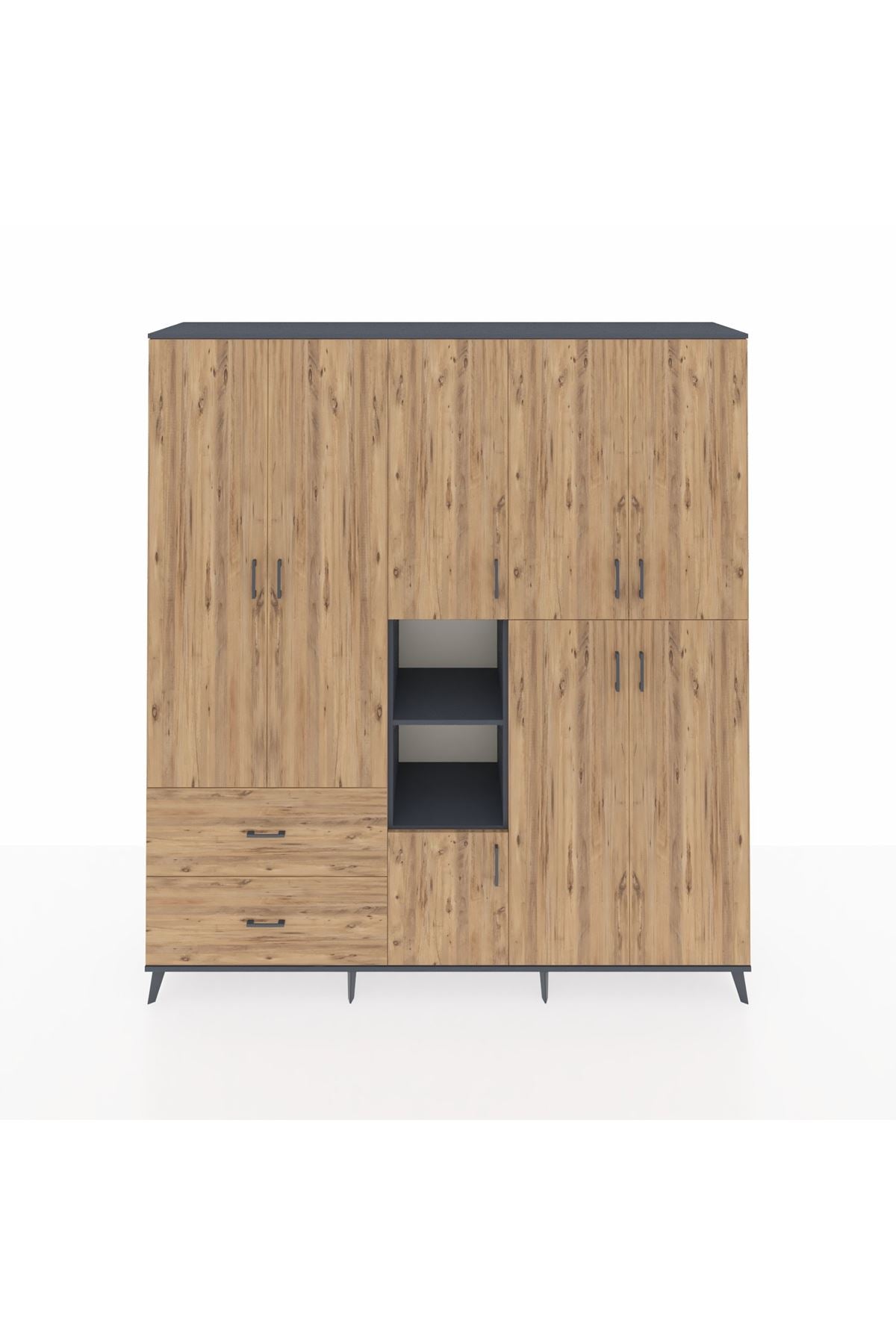 Hyperion Dolap 12 Raflı 2 Çekmeceli Tek Askılı 220x44x243 - S553M037V12B