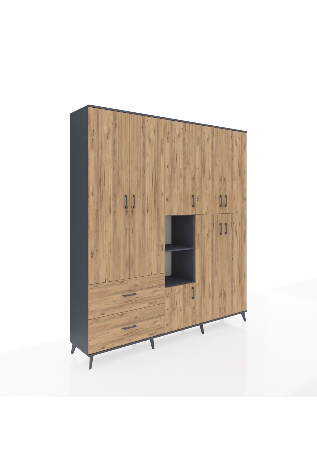 Hyperion Dolap 12 Raflı 2 Çekmeceli Tek Askılı 220x44x243 - S553M037V12B