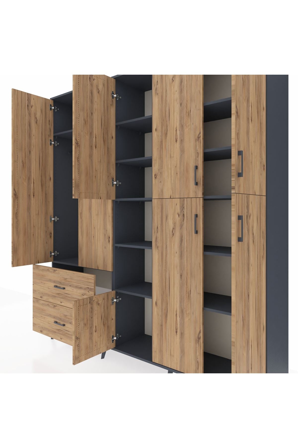 Hyperion Dolap 12 Raflı 2 Çekmeceli Tek Askılı 220x44x243 - S553M037V12B