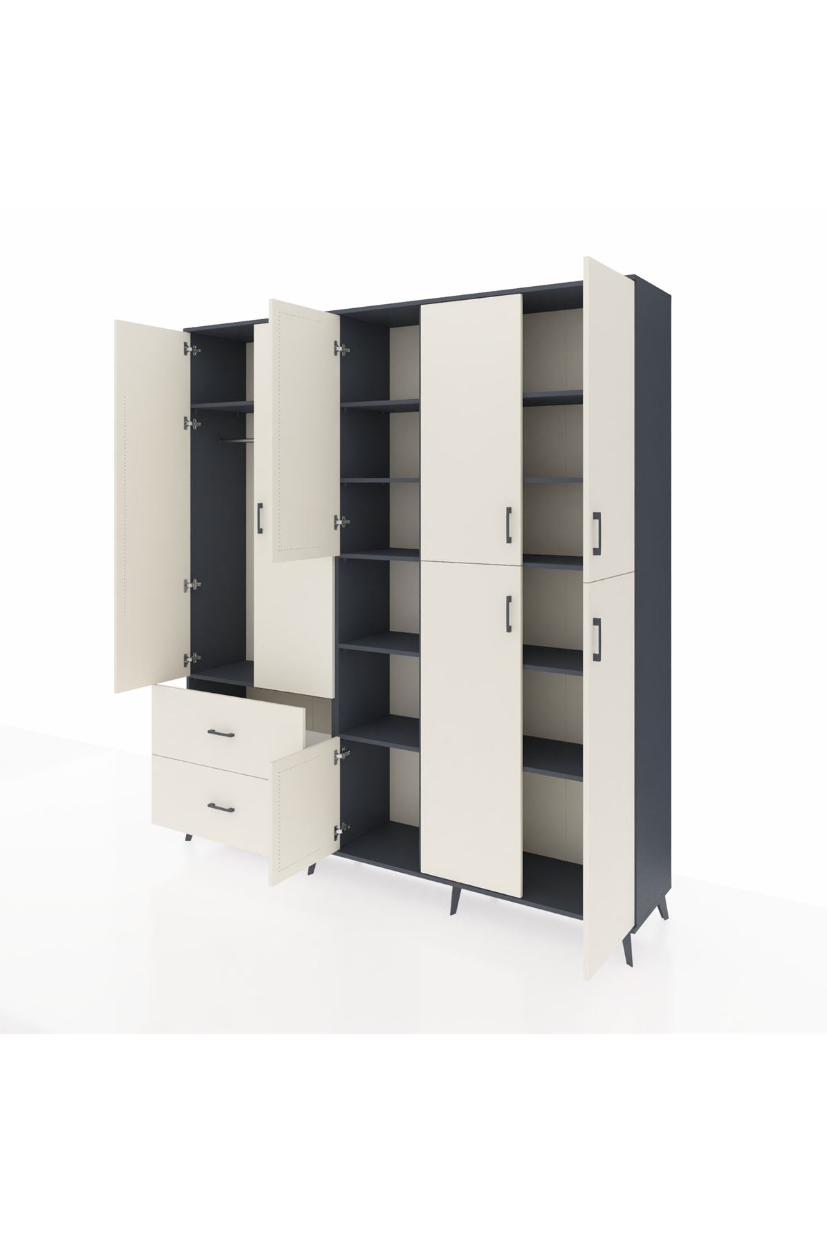 Hyperion Dolap 12 Raflı 2 Çekmeceli Tek Askılı 220x44x243 - S553M037V13B