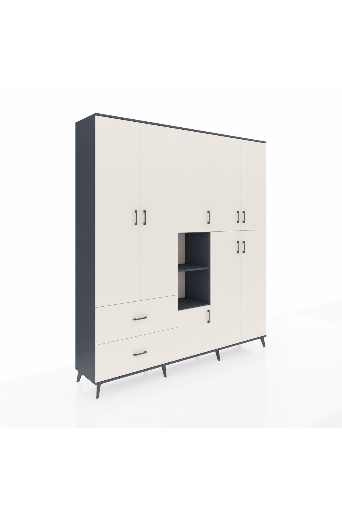 Hyperion Dolap 12 Raflı 2 Çekmeceli Tek Askılı 220x44x243 - S553M037V13B