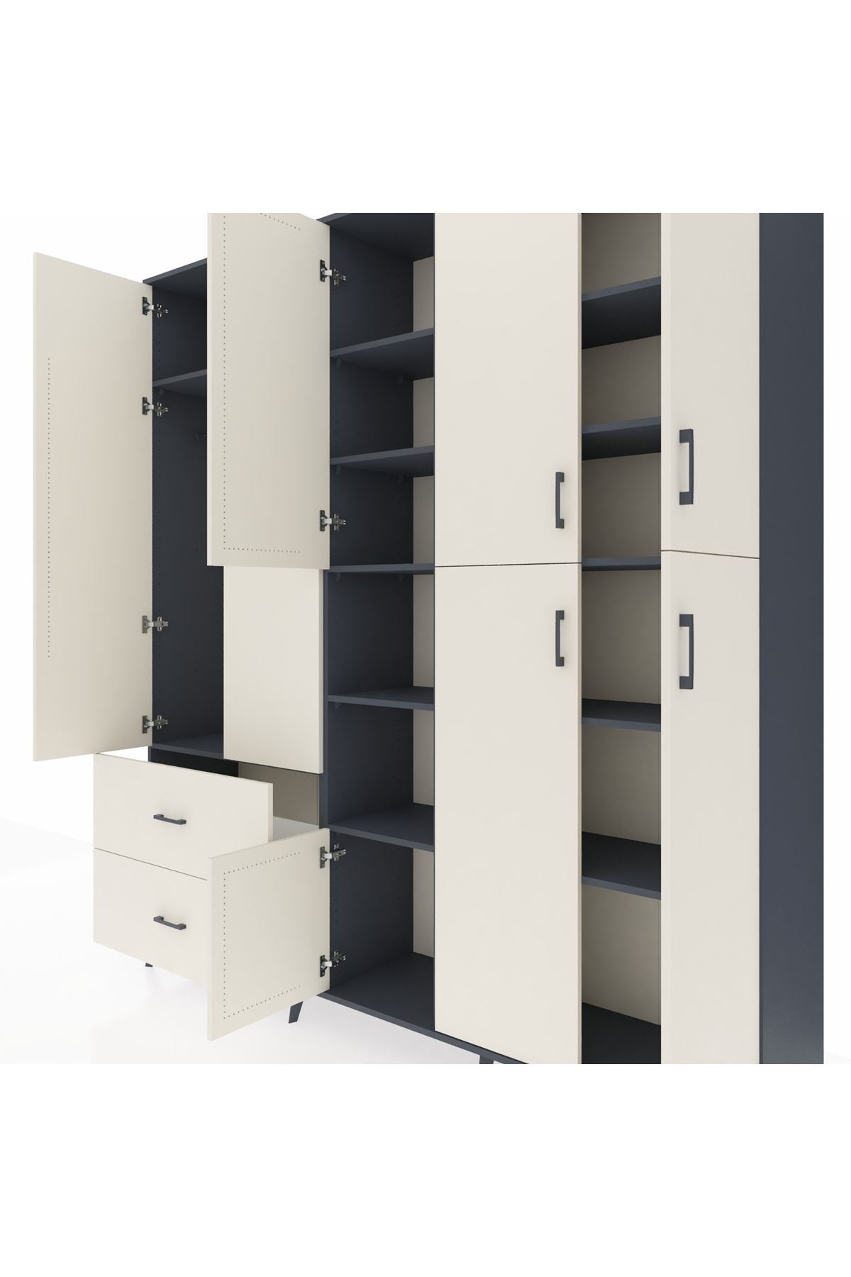 Hyperion Dolap 12 Raflı 2 Çekmeceli Tek Askılı 220x44x243 - S553M037V13B