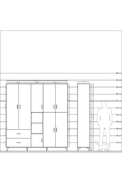 Hyperion Dolap 12 Raflı 2 Çekmeceli Tek Askılı 220x44x243 - S553M037V13B