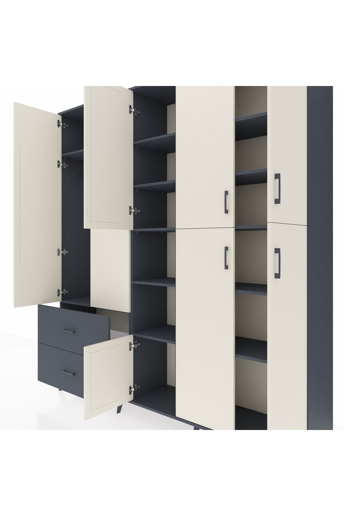 Hyperion Dolap 12 Raflı 2 Çekmeceli Tek Askılı 220x44x243 - S553M037V14B