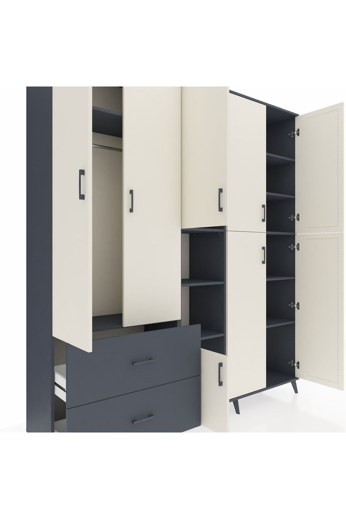 Hyperion Dolap 12 Raflı 2 Çekmeceli Tek Askılı 220x44x243 - S553M037V14B