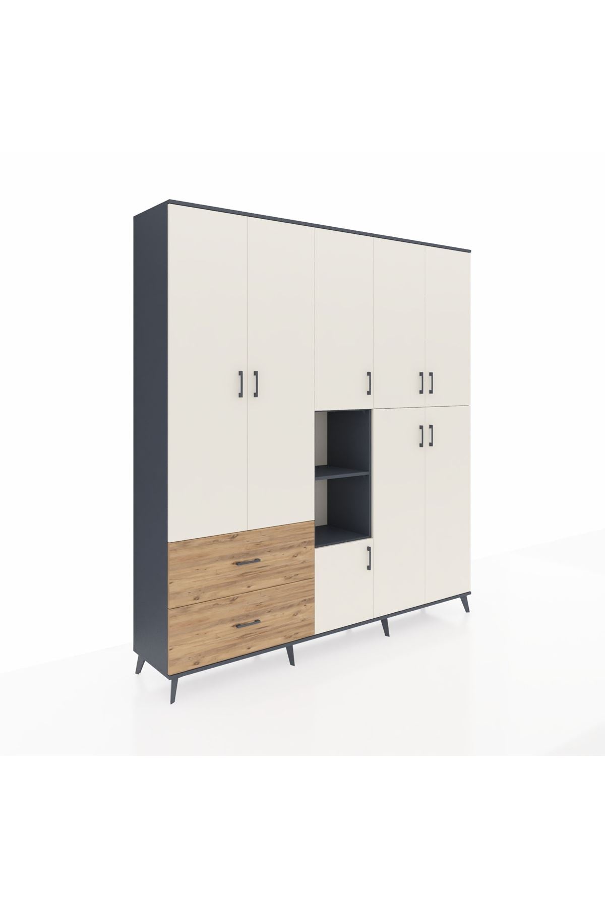 Hyperion Dolap 12 Raflı 2 Çekmeceli Tek Askılı 220x44x243 - S553M037V15B