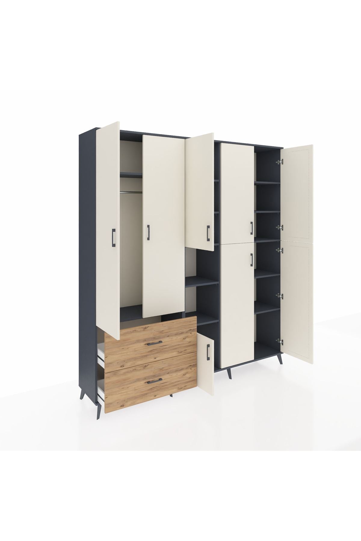 Hyperion Dolap 12 Raflı 2 Çekmeceli Tek Askılı 220x44x243 - S553M037V15B