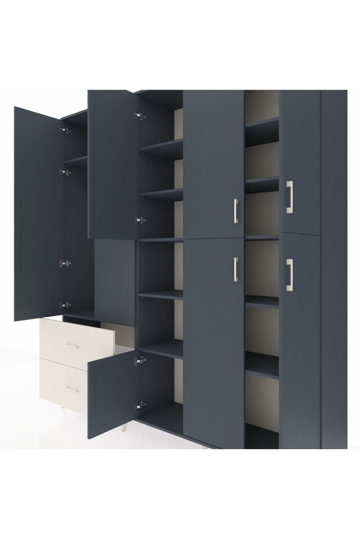 Hyperion Dolap 12 Raflı 2 Çekmeceli Tek Askılı 220x44x243 - S553M037V16B