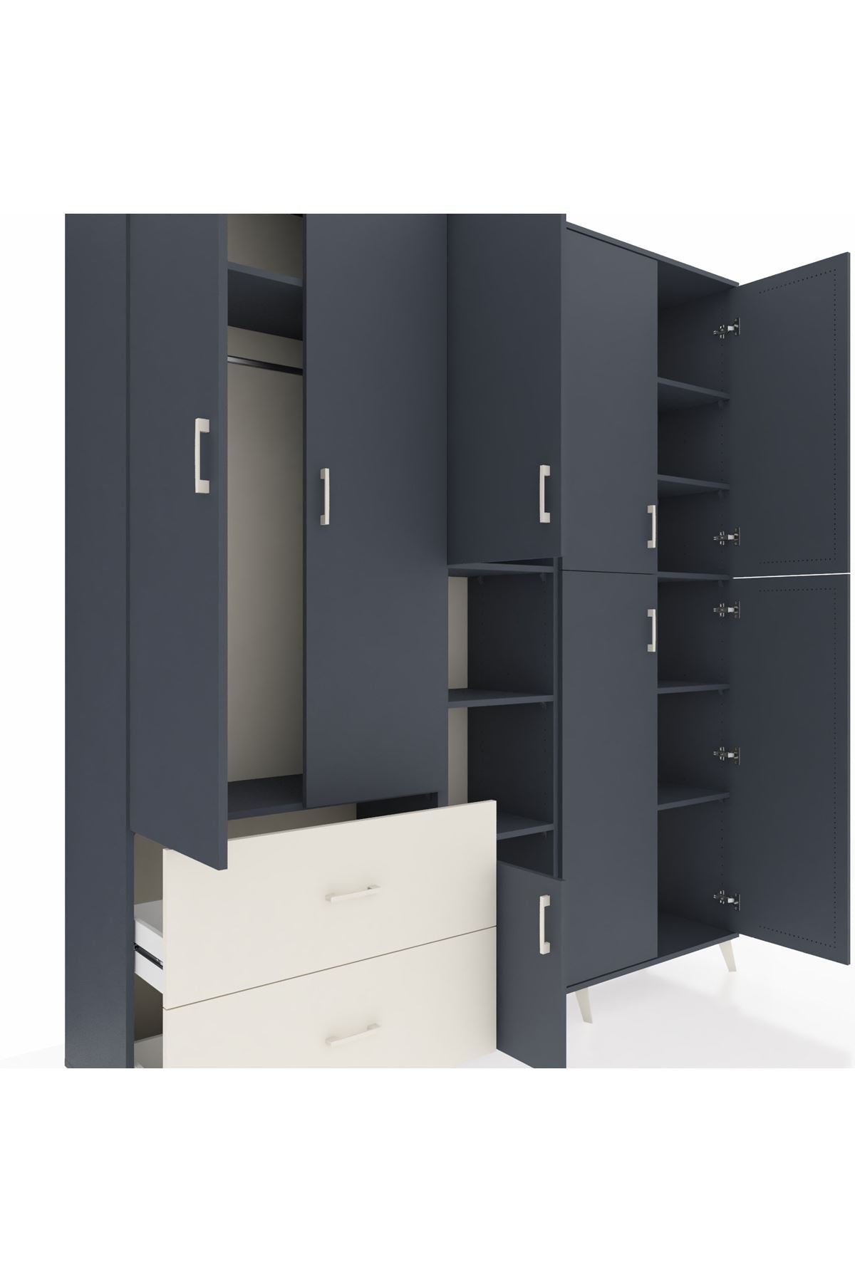 Hyperion Dolap 12 Raflı 2 Çekmeceli Tek Askılı 220x44x243 - S553M037V16B