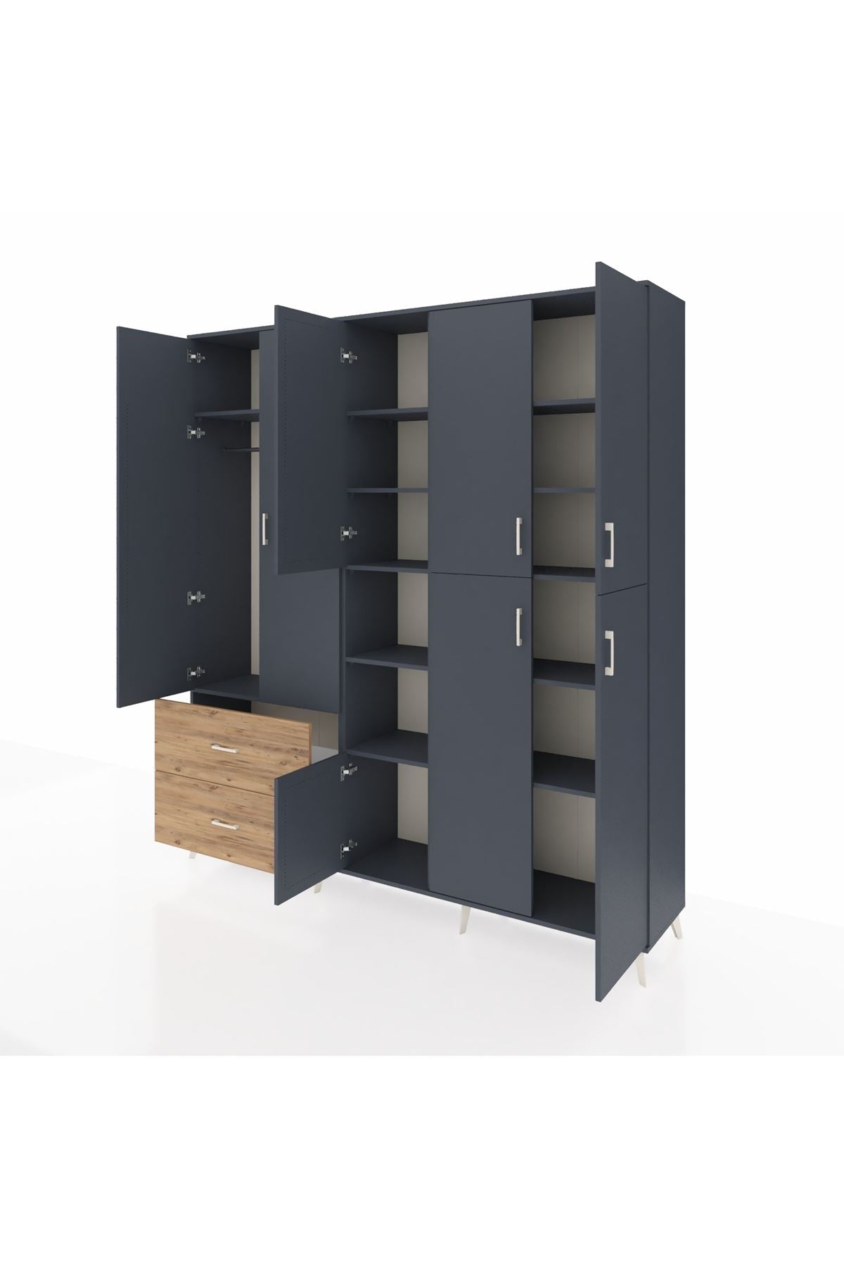 Hyperion Dolap 12 Raflı 2 Çekmeceli Tek Askılı 220x44x243 - S553M037V18B