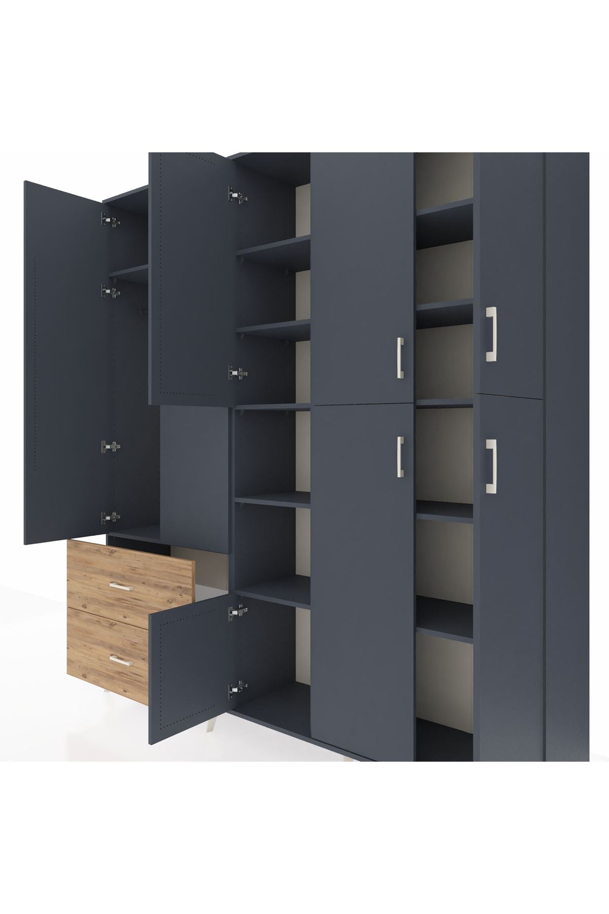 Hyperion Dolap 12 Raflı 2 Çekmeceli Tek Askılı 220x44x243 - S553M037V18B