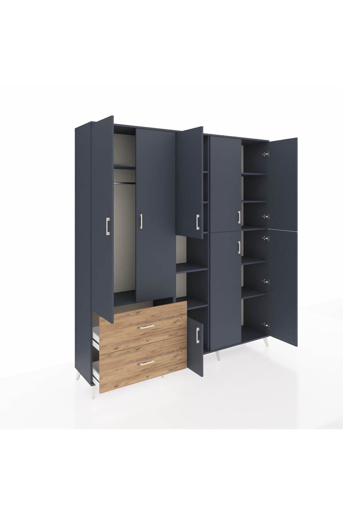 Hyperion Dolap 12 Raflı 2 Çekmeceli Tek Askılı 220x44x243 - S553M037V18B